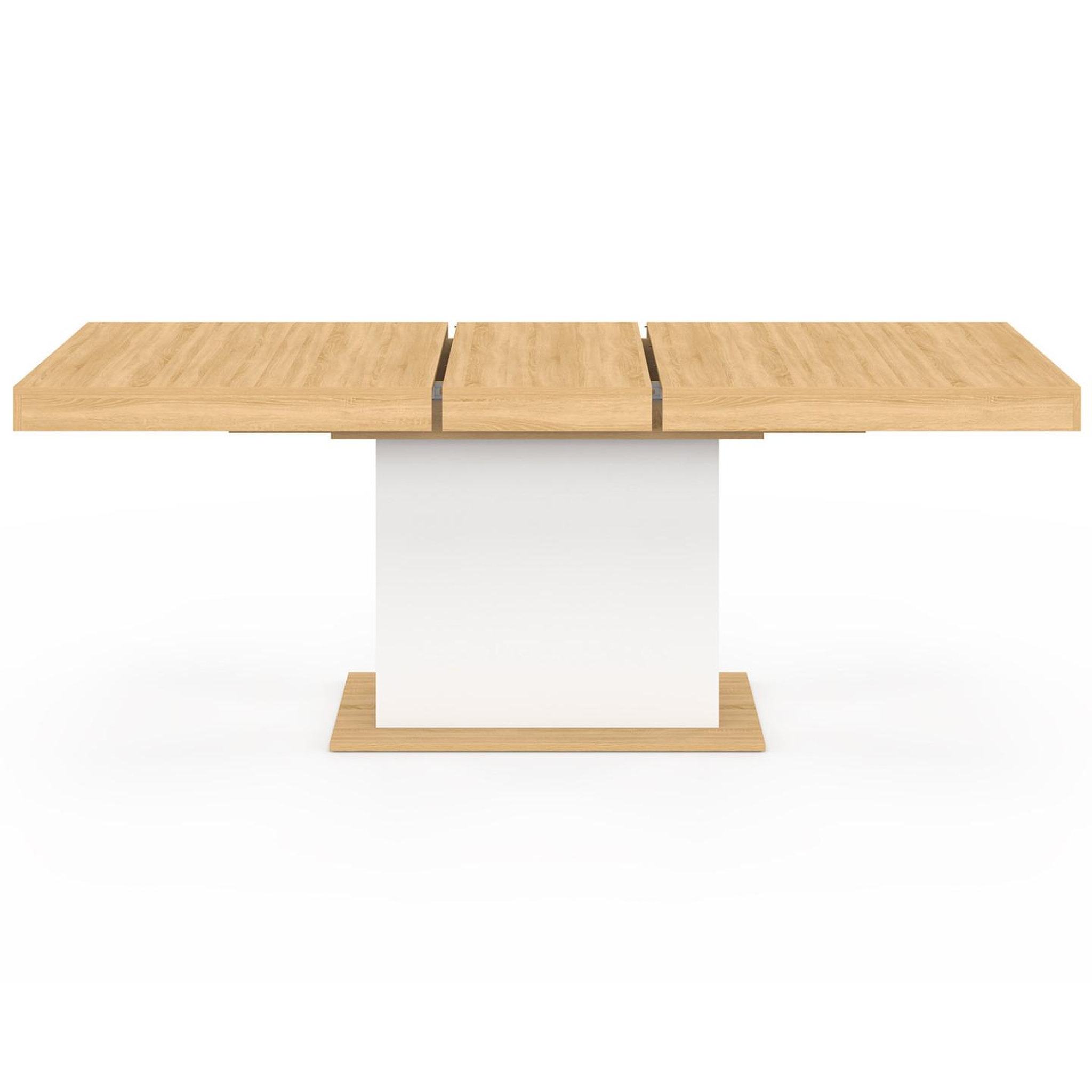 Voir la diapositive 3 : ID MARKET Table à manger extensible rectangle eden 6-10 personnes bois et blanc 160-200 cm