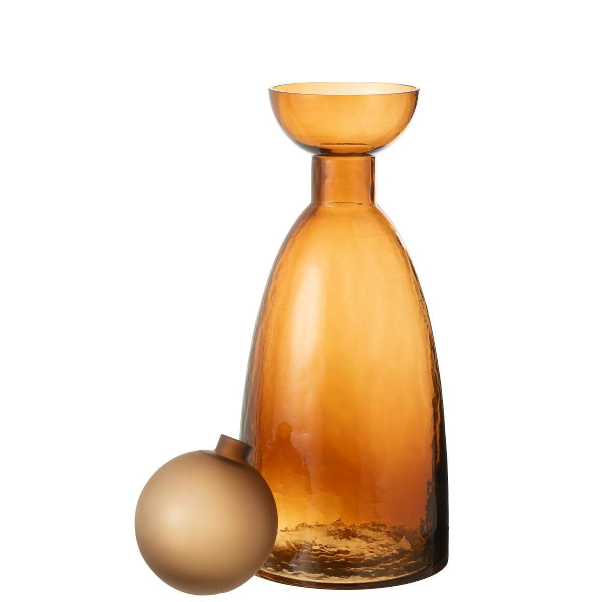 Voir la diapositive 2 : J-LINE Vase bouteille bouchon en verre  yoko  43cm marron