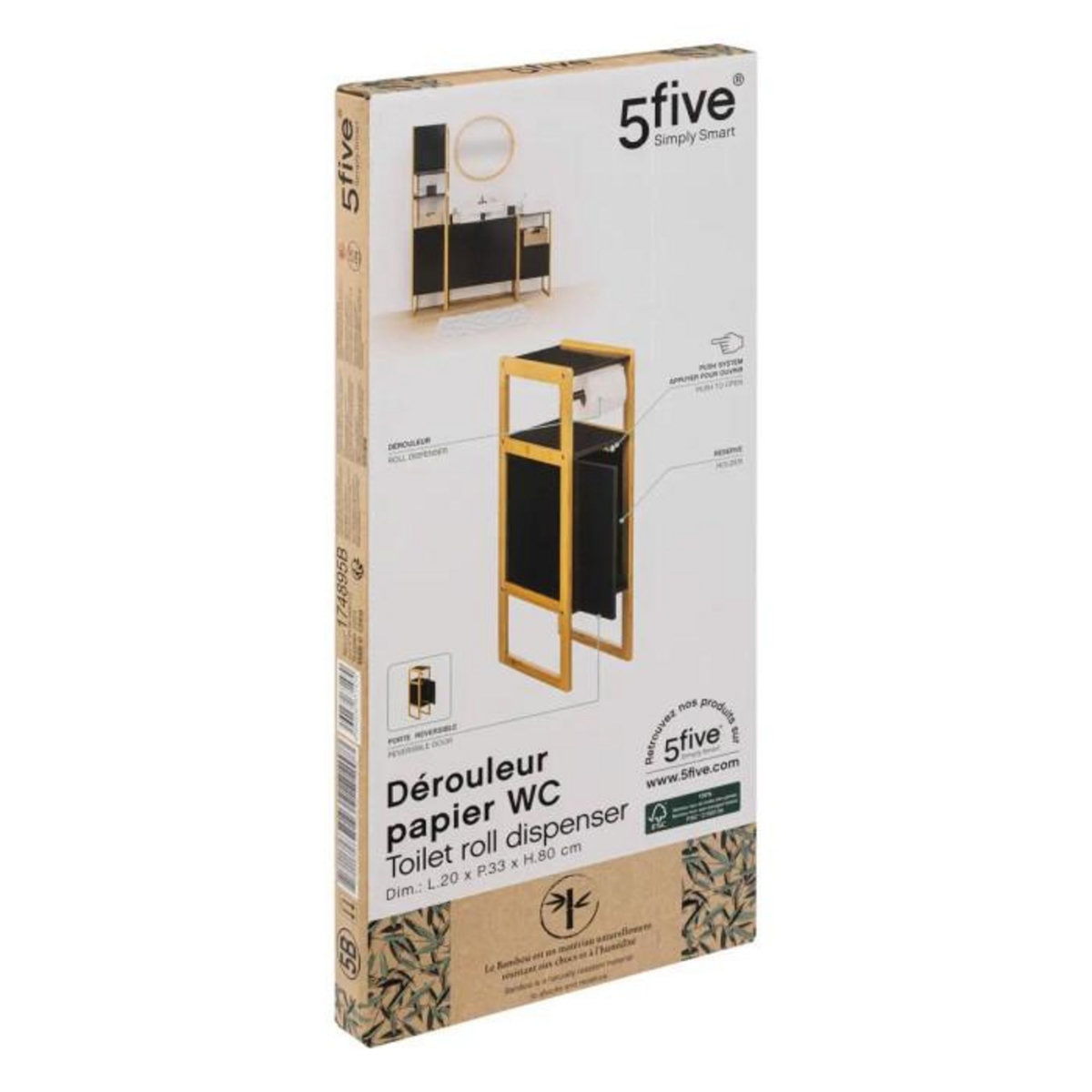 FIVE Dérouleur Papier WC  Natureo  80cm Noir