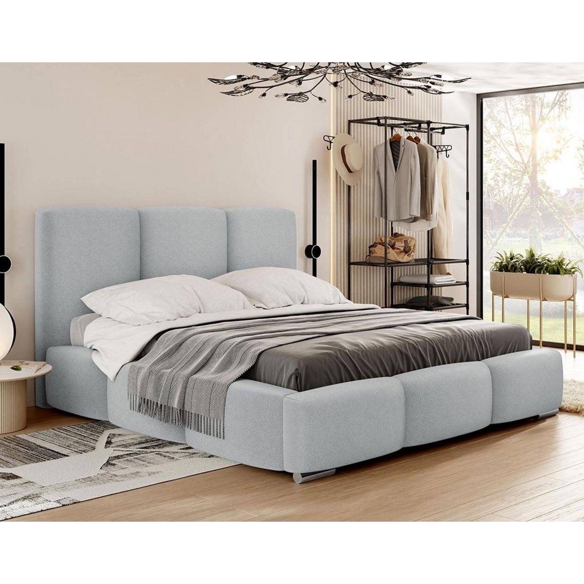 BEST MOBILIER Noa - lit coffre - 140x200 cm - en velours - sommier inclus