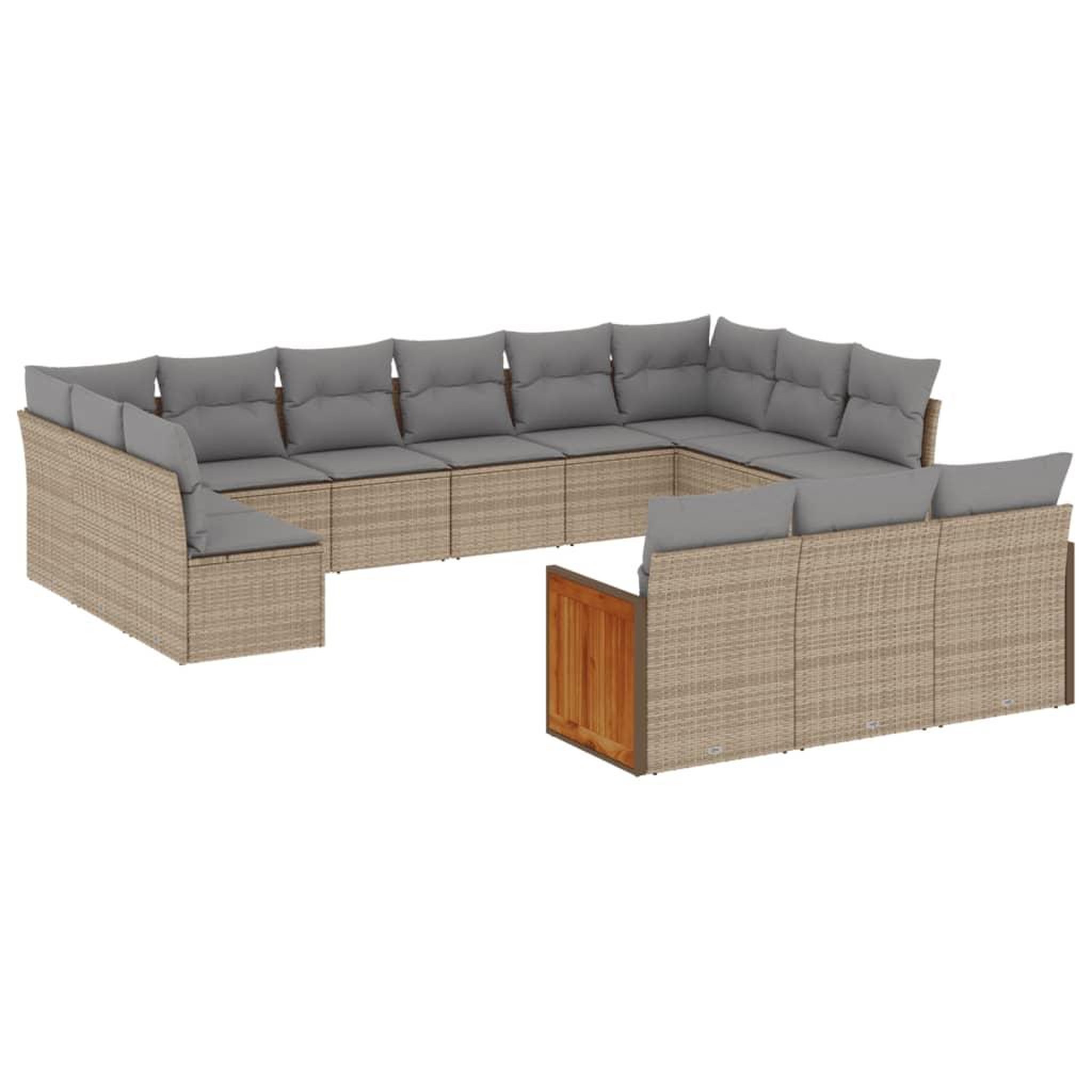 Voir la diapositive 2 : VIDAXL Salon de jardin avec coussins 13 pcs beige resine tressee