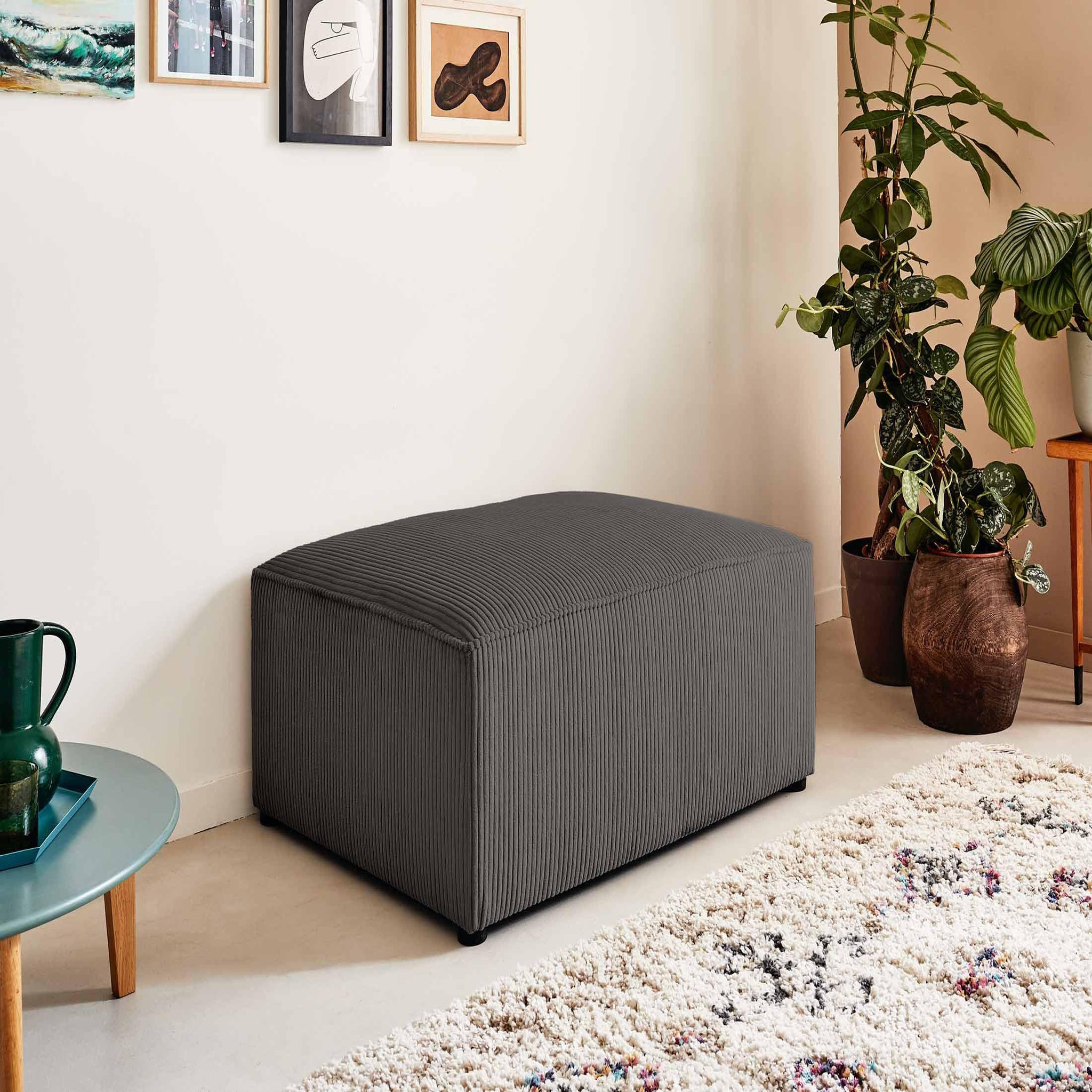 Voir la diapositive 2 : BEST MOBILIER Topaze - pouf - en velours côtelé