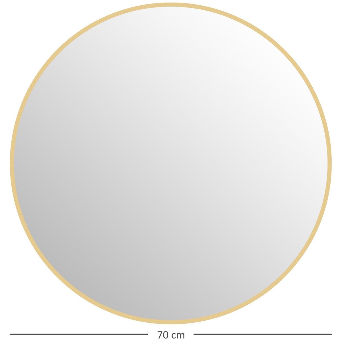 HOMCOM Miroir mural rond dia. 70 cm cadre métal doré