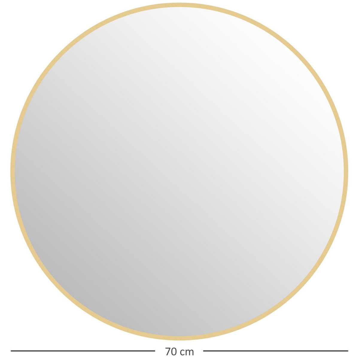 HOMCOM Miroir mural rond dia. 70 cm cadre métal doré
