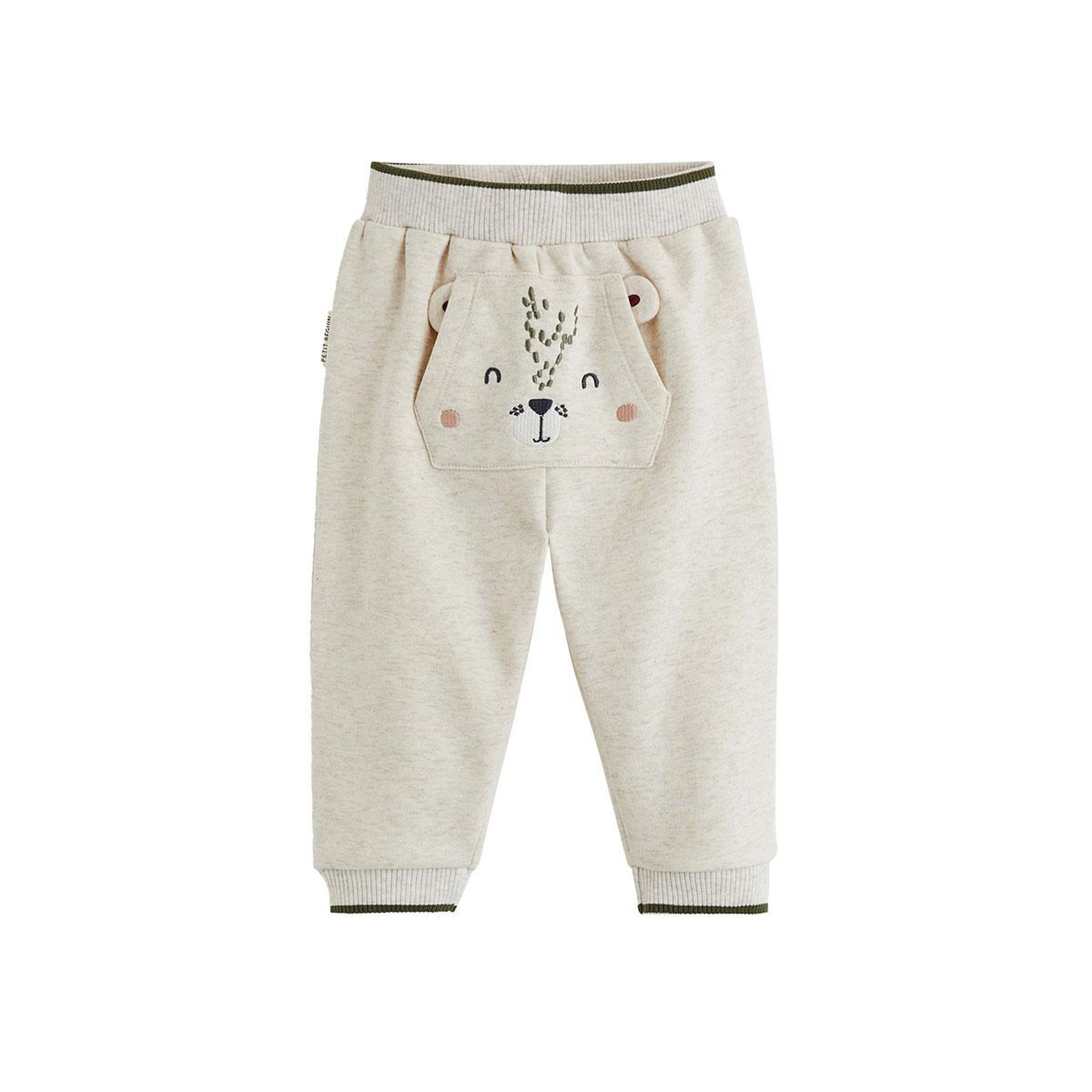 PETIT BEGUIN Pantalon bébé en molleton pistache. Coloris disponibles : Beige