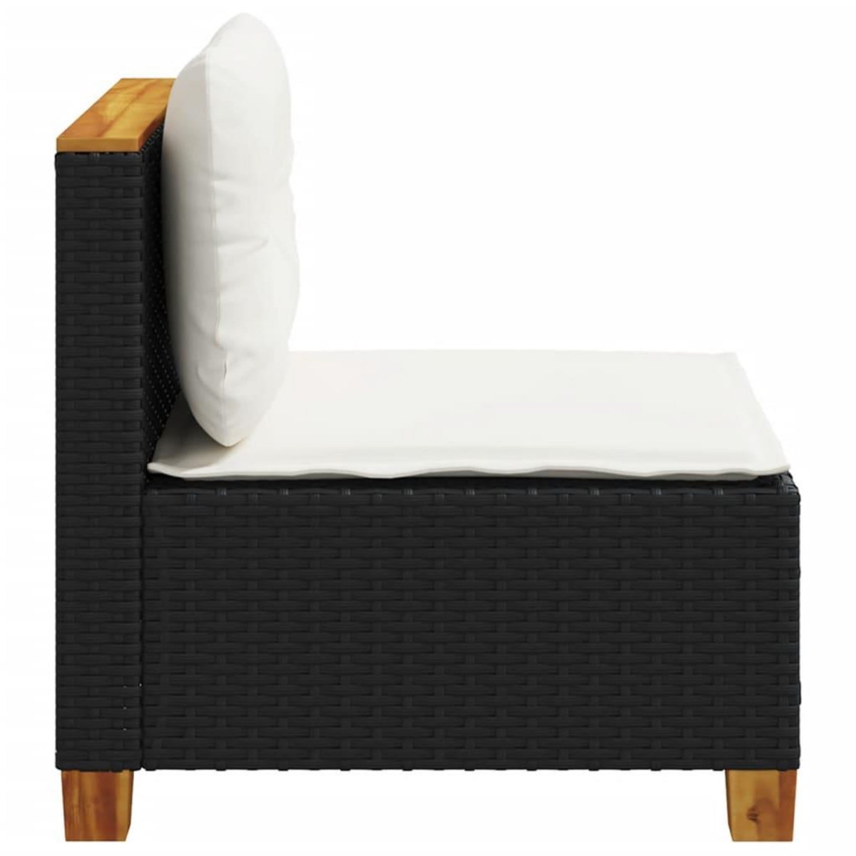 VIDAXL Canape de jardin sans accoudoirs coussins noir resine tressee