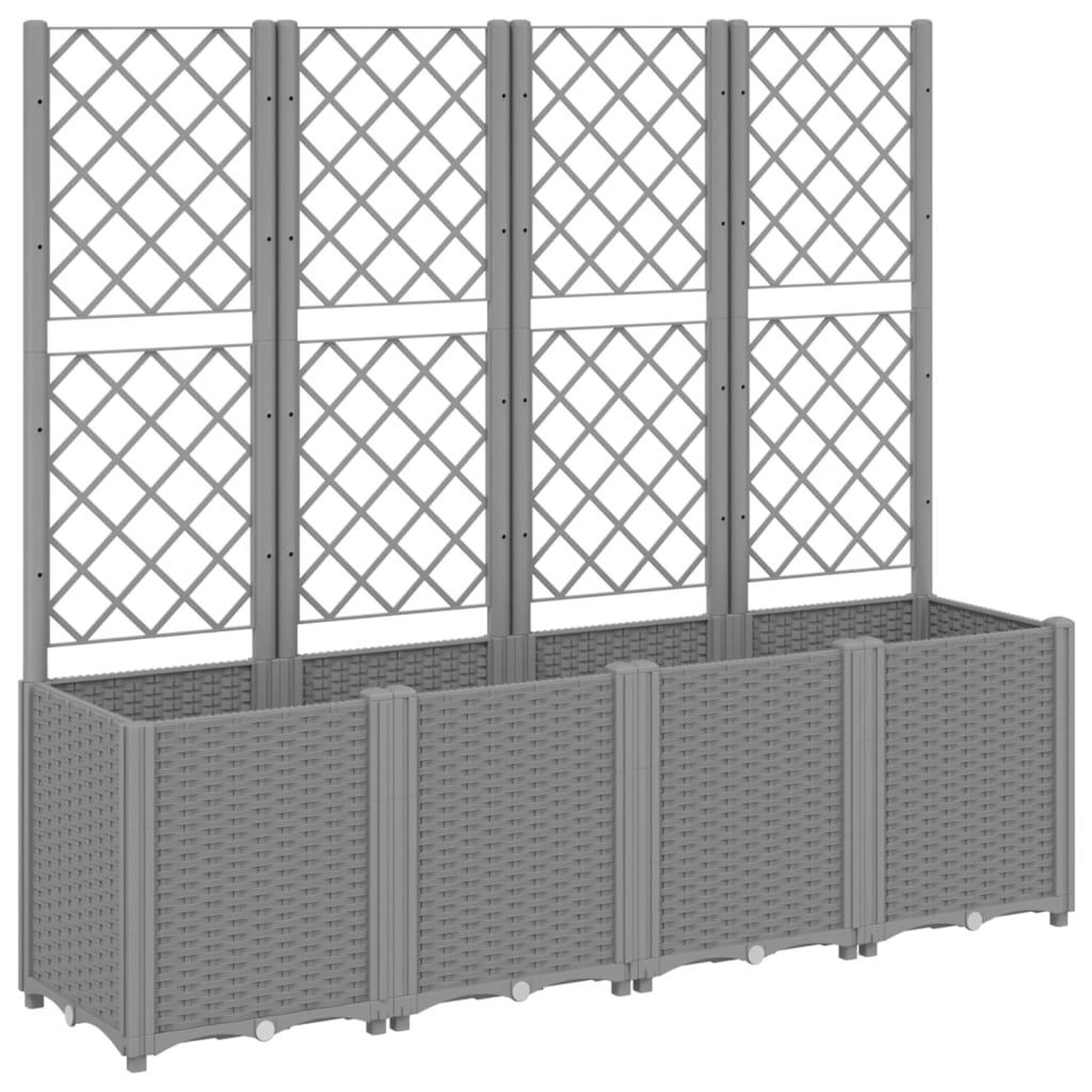 Voir la diapositive 2 : VIDAXL Jardiniere avec treillis gris clair 160x40x140 cm PP