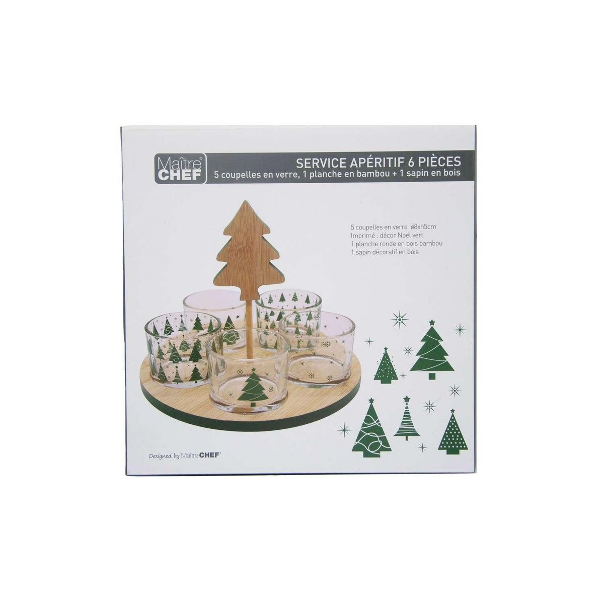 TOILINUX Set apéritif de Noël 6 pièces - Vert
