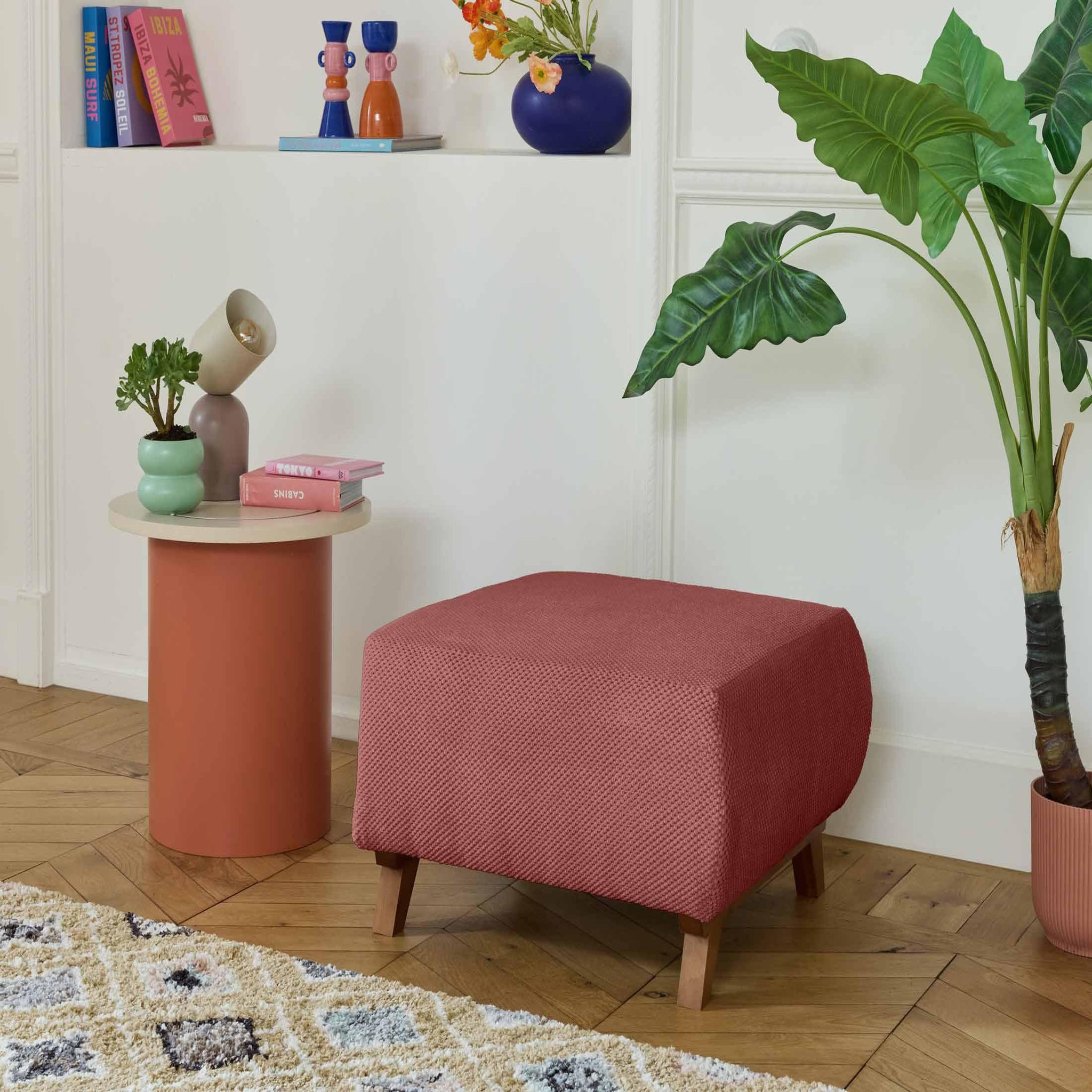 Voir la diapositive 5 : BEST MOBILIER Cristal - pouf modulable - 65 cm - en velours texturé