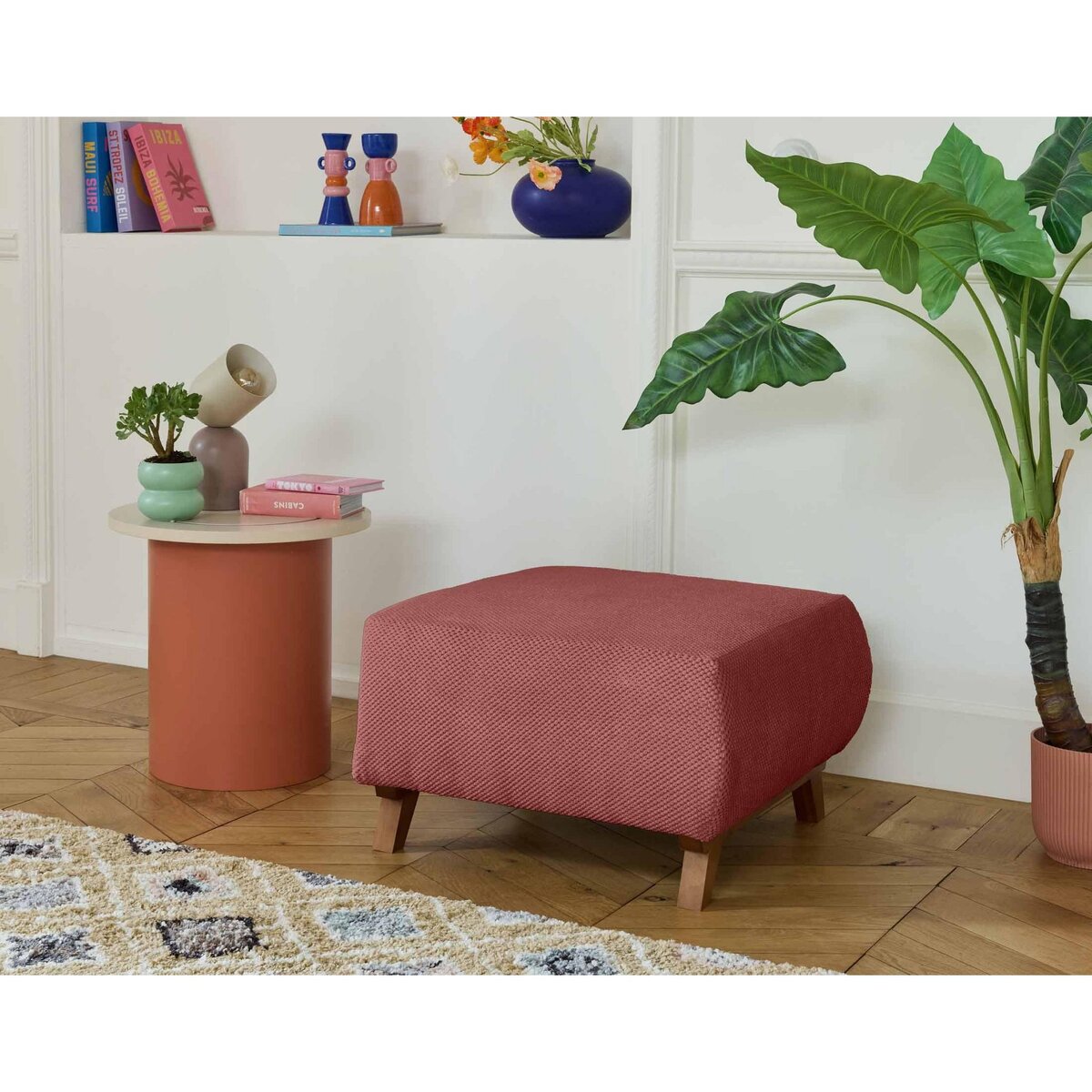 BEST MOBILIER Cristal - pouf modulable - 65 cm - en velours texturé
