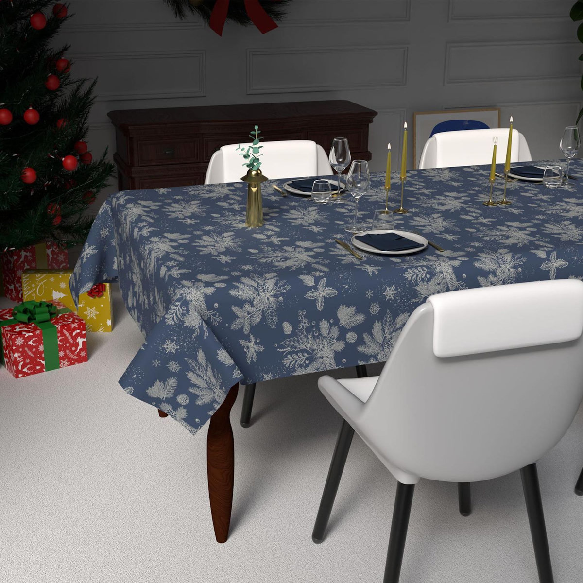 SOLEIL D'OCRE Nappe festive imprimée anti-tâches HOUX, par Soleil d'Ocre