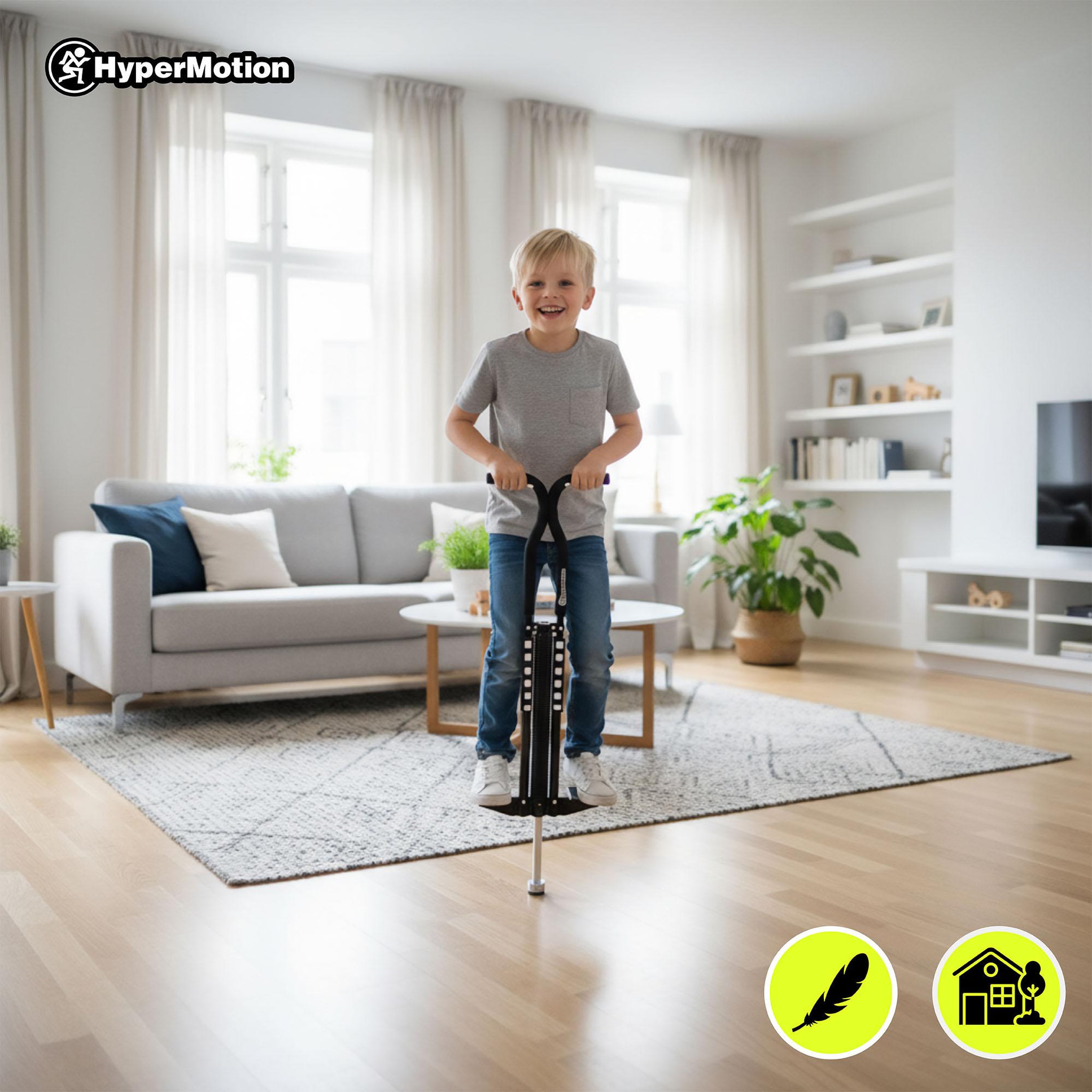 Voir la diapositive 4 : HYPERMOTION Pogo Stick Enfant HyperMotion Sauteur Ressort Noir 103x29 cm 9 A 14 Ans 50kg