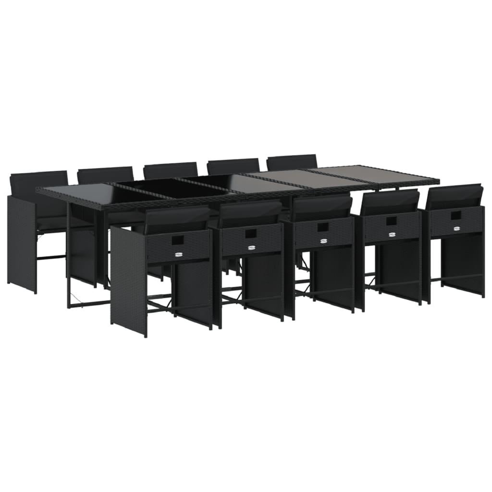 Voir la diapositive 2 : VIDAXL Ensemble a manger de jardin 11 pcs coussins noir resine tressee