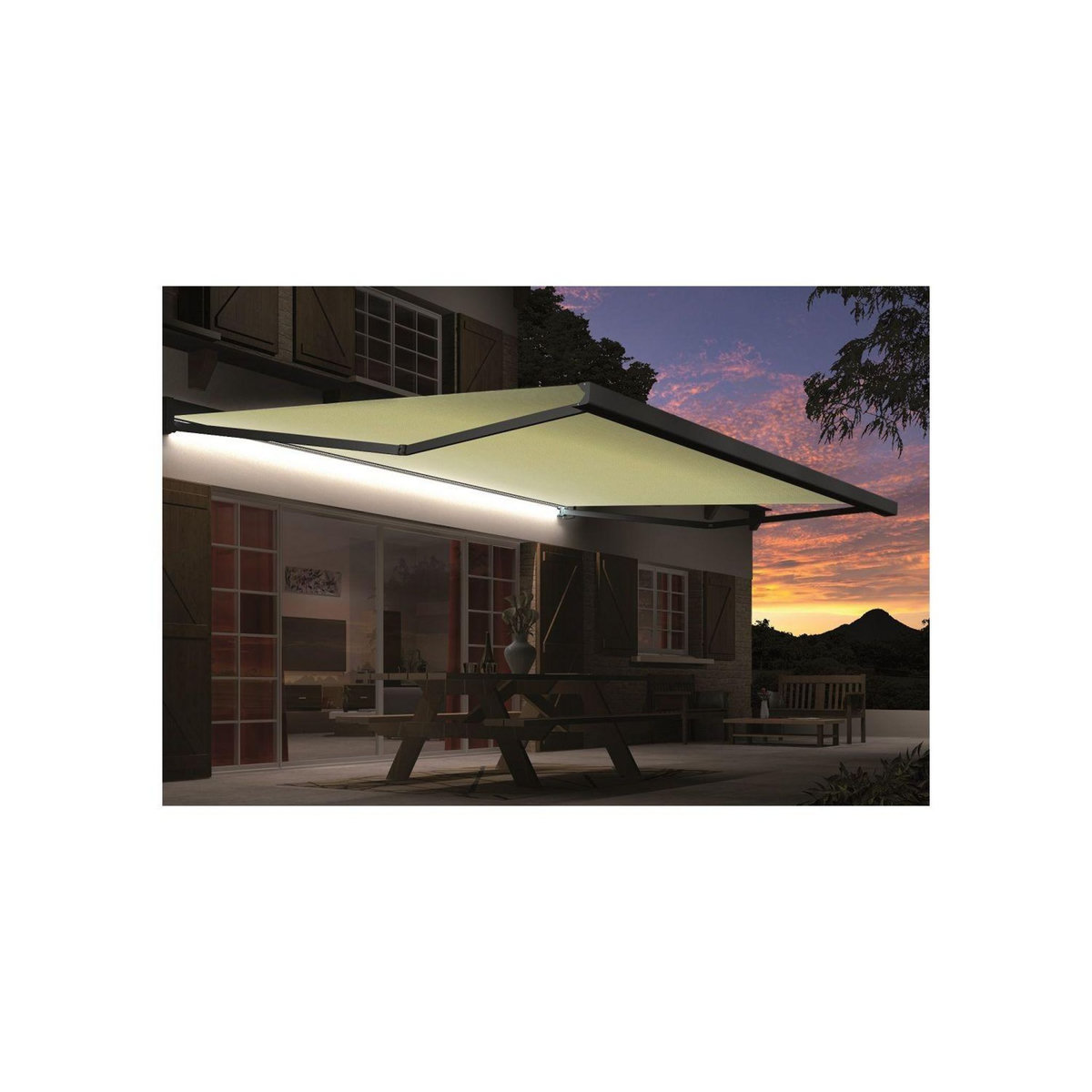 SUNSTYL Store motorisé avec Led NINA coffre intégral gris 