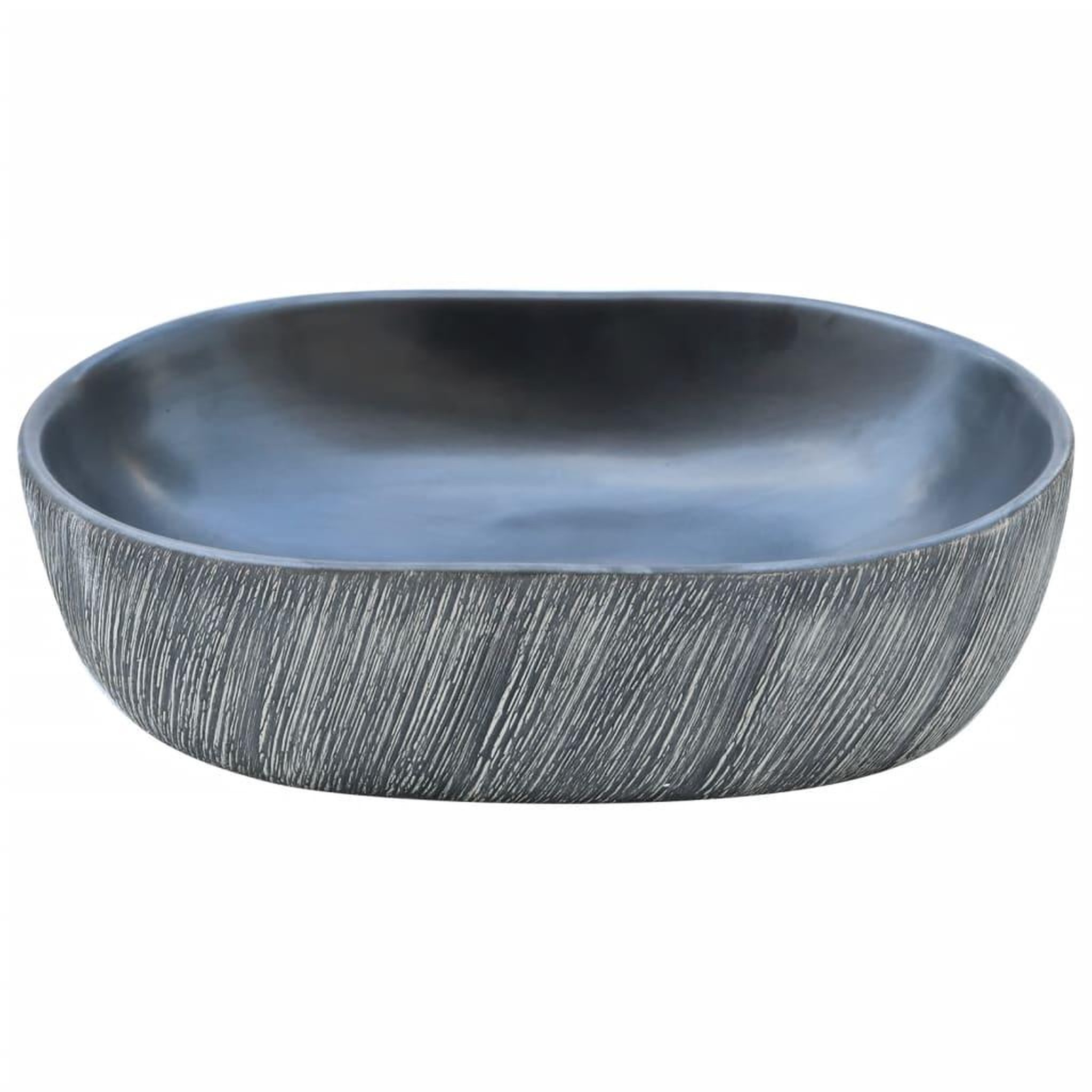 Voir la diapositive 4 : VIDAXL Vasque a poser noir et gris ovale 47x33x13 cm ceramique