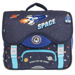 AUCHAN Cartable 36 cm bleu réfléchissant ESPACE