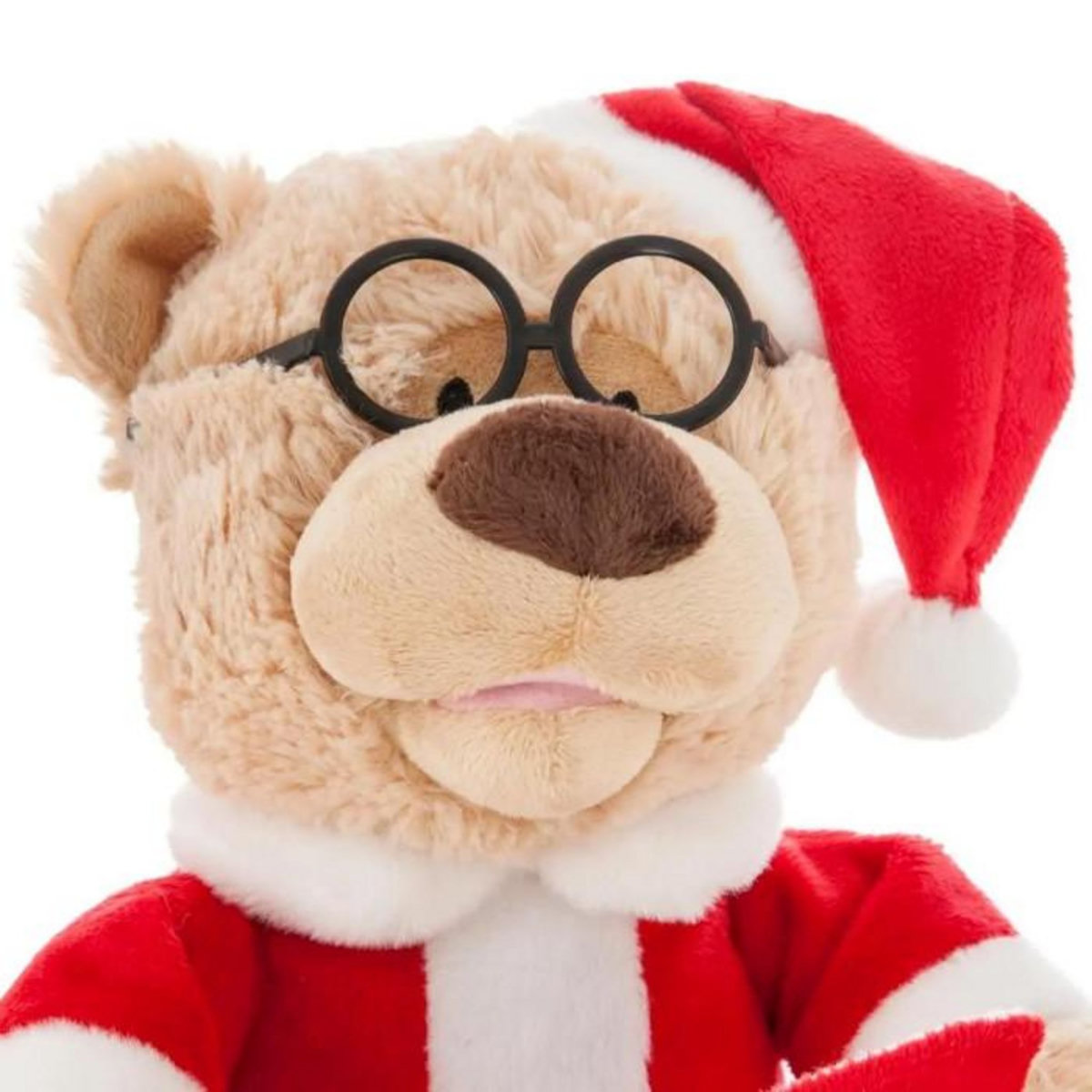 FEERIC LIGHT & CHRISTMAS Ours Animé & Musical  Livre  27cm Beige & Rouge