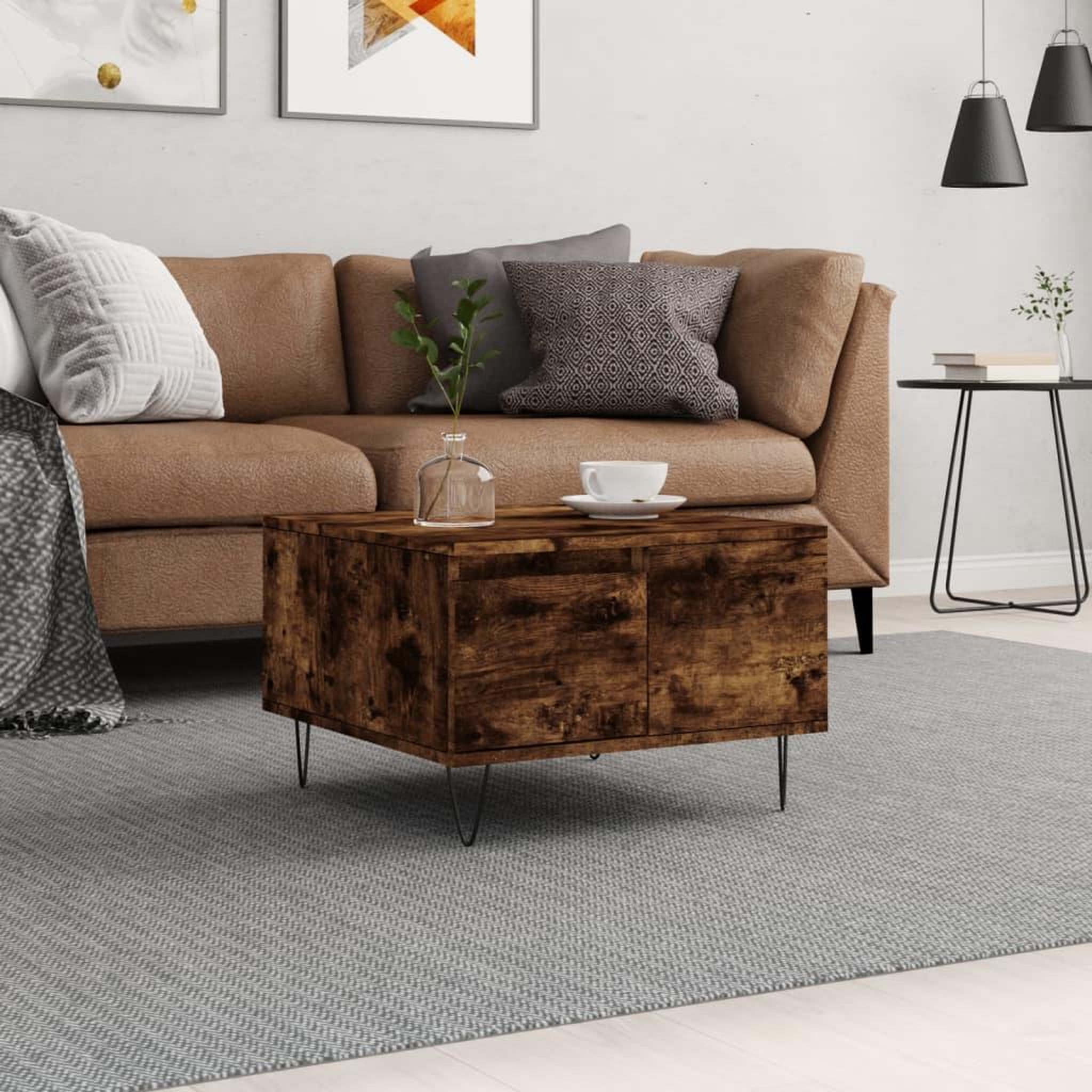 VIDAXL Table basse chene fume 55x55x36,5 cm bois d'ingenierie