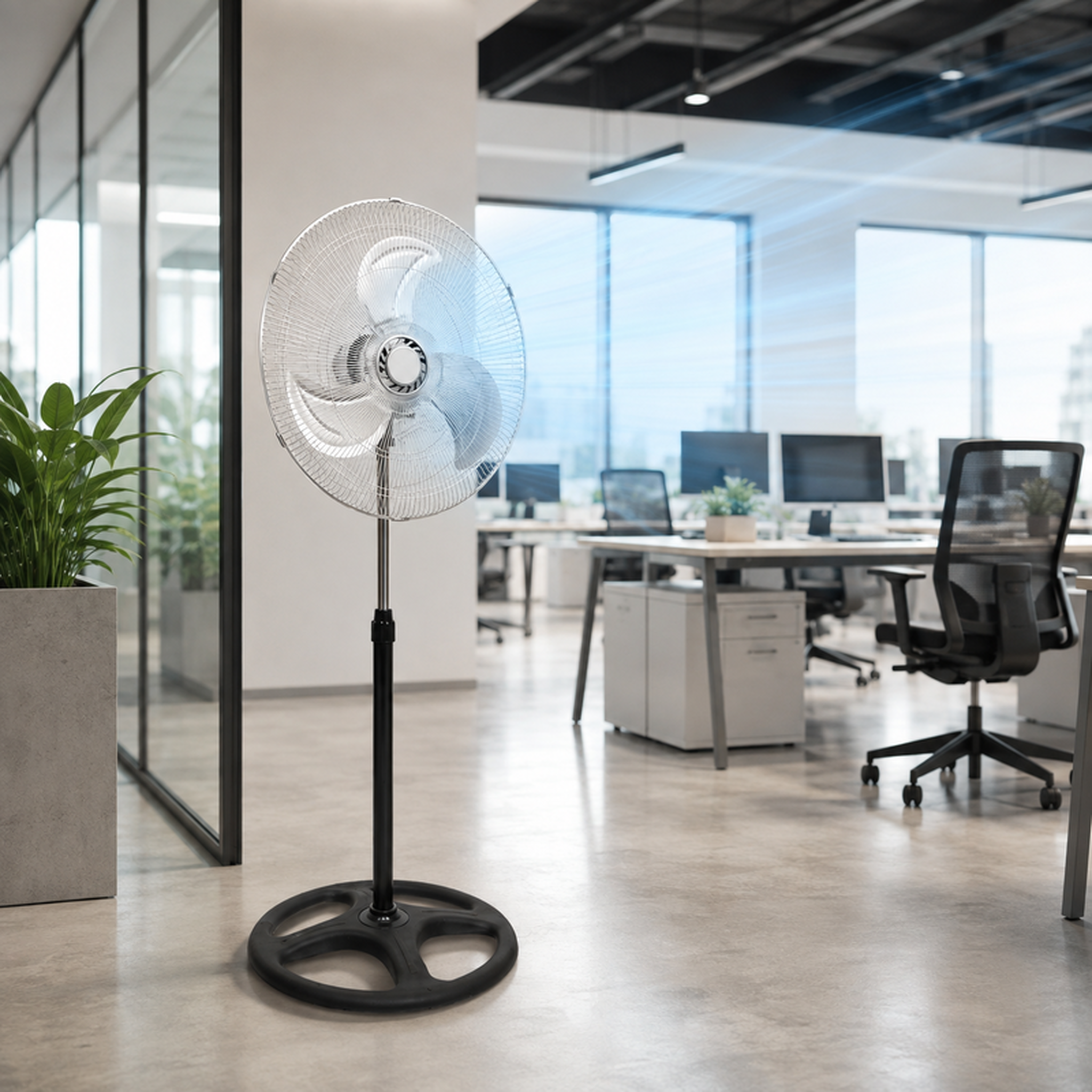 Voir la diapositive 3 : Ventilateur sur pied puissant 45 cm – 90w