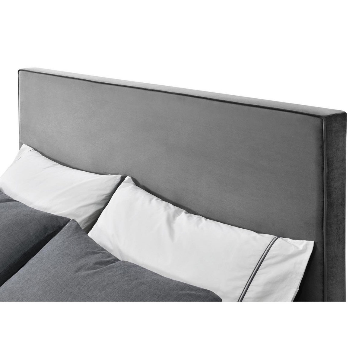 CONCEPT USINE Structure de lit 140 x 190 cm en velours gris et noir RIVERSIDE