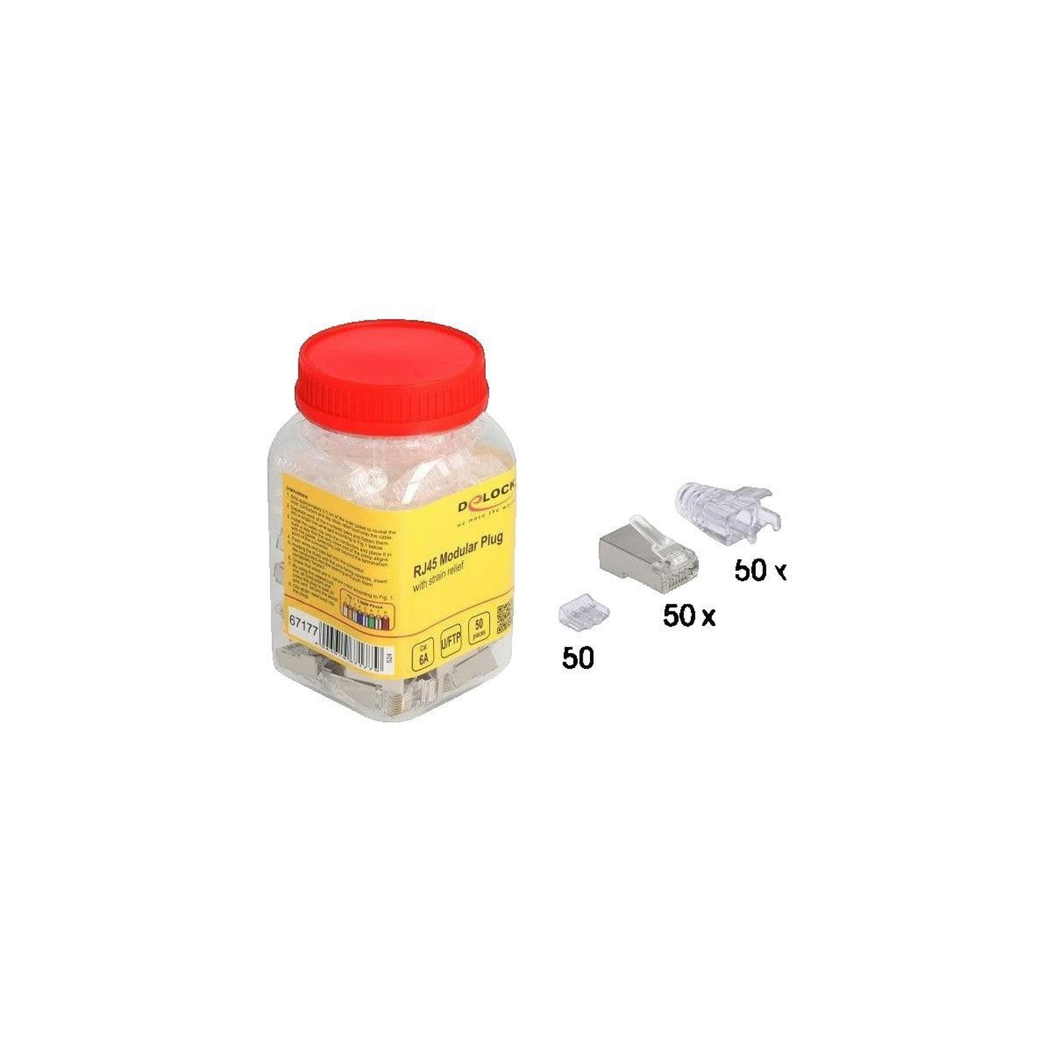 Voir la diapositive 3 : DeLock Connecteur RJ45 Delock 4043619671779 Cat.6A Argenté et transparent