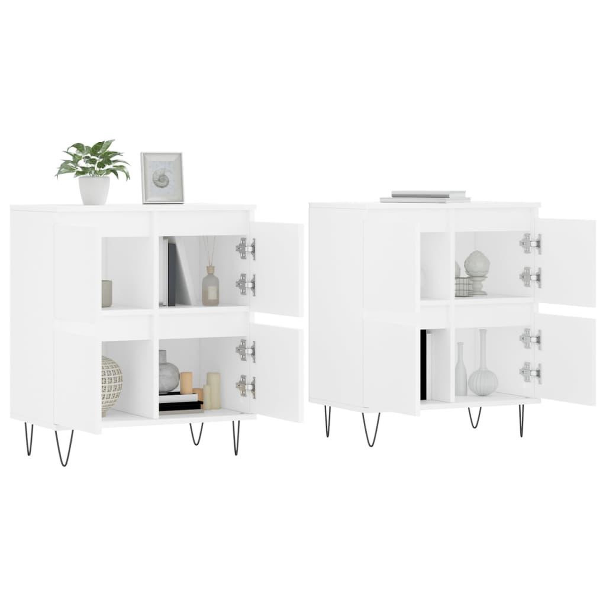 Voir la diapositive 3 : VIDAXL Buffets 2 pcs blanc bois d'ingenierie