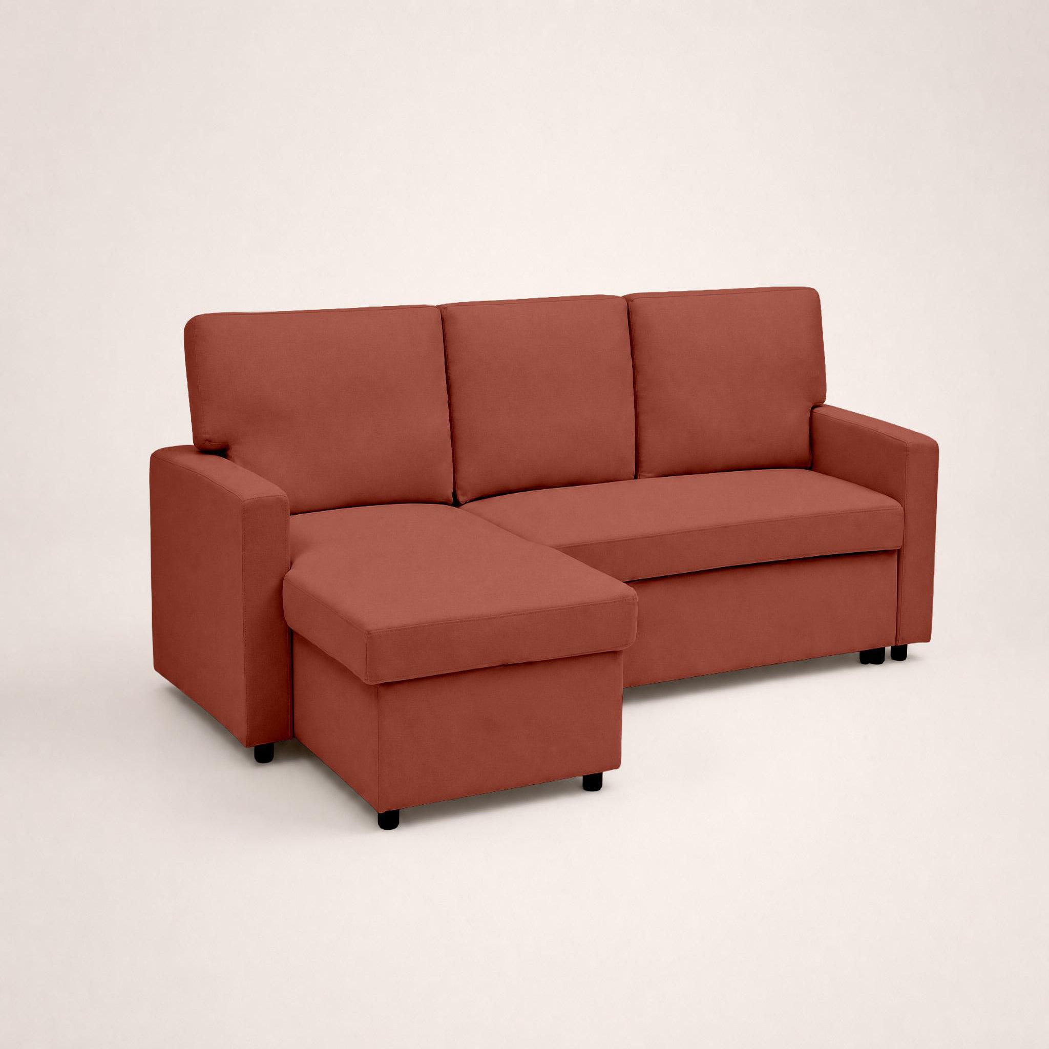 Voir la diapositive 4 : BEST MOBILIER Meiya - canapé d'angle réversible 4 places convertible avec coffre en tissu