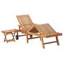 Voir la diapositive 3 : VIDAXL Chaise longue avec table et coussin Bois de teck solide