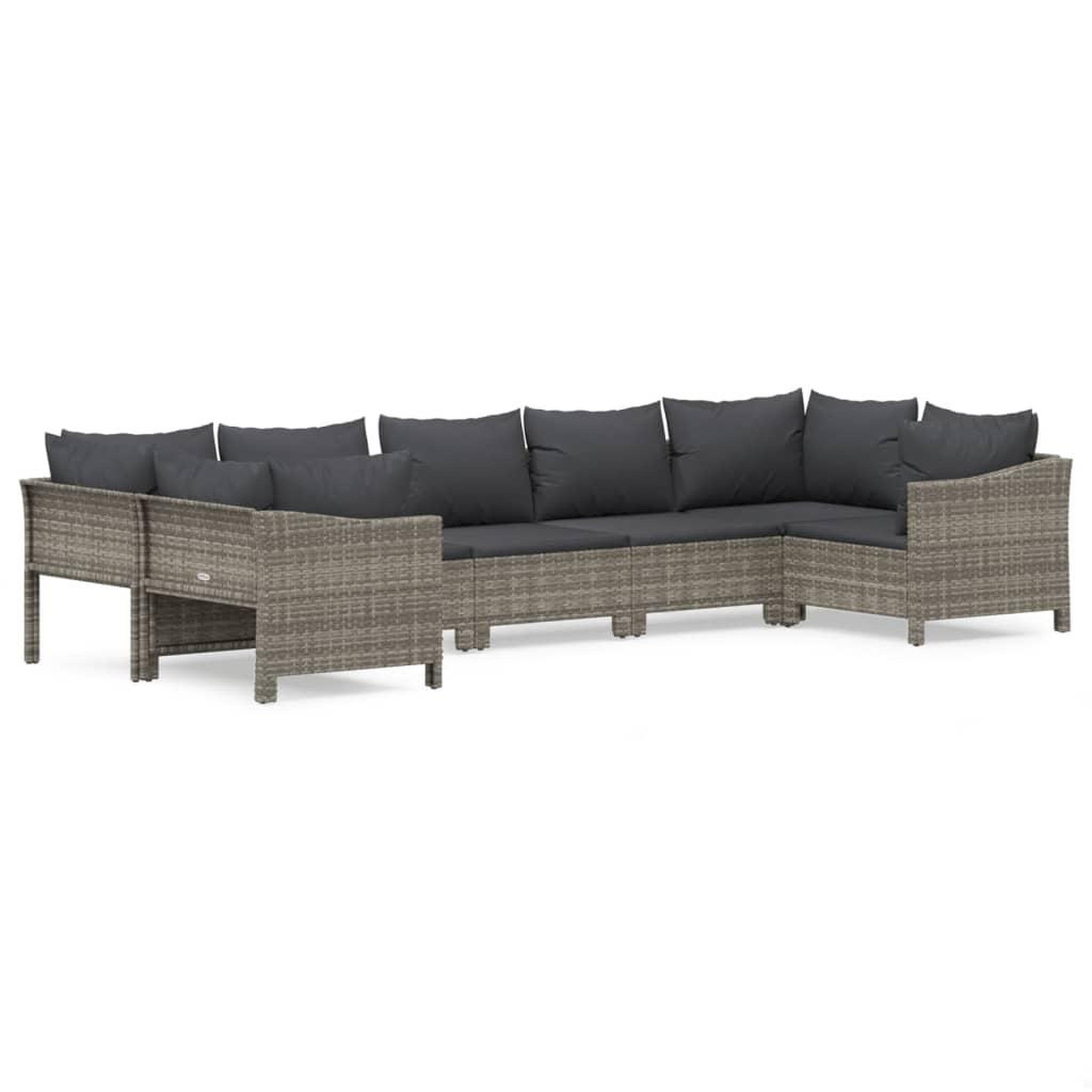 Voir la diapositive 2 : VIDAXL Salon de jardin 7 pcs avec coussins Gris Resine tressee
