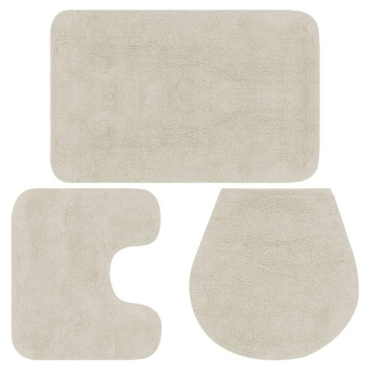 VIDAXL Jeu de tapis de salle de bain 3 pcs Tissu Blanc