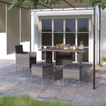 VIDAXL Jeu de chaise et tabouret de jardin 4 pcs Resine tressee Gris