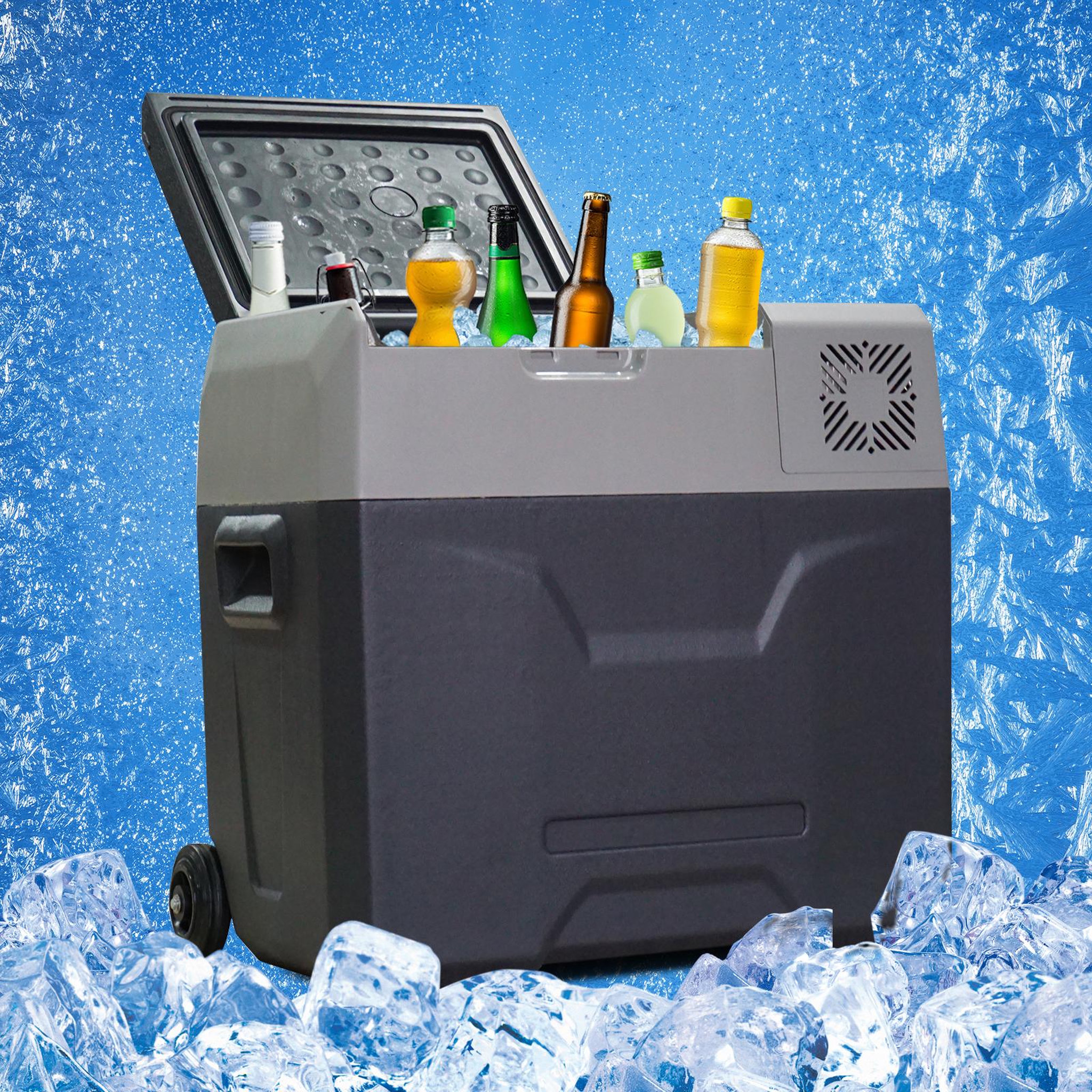 Voir la diapositive 2 : HOMCOM HOMCOM Glacière-congélateur portable à compression froid chaud 2 en 1 -20°C - 20°C 50 L prise alume-cigare + adaptateur inclus gris noir