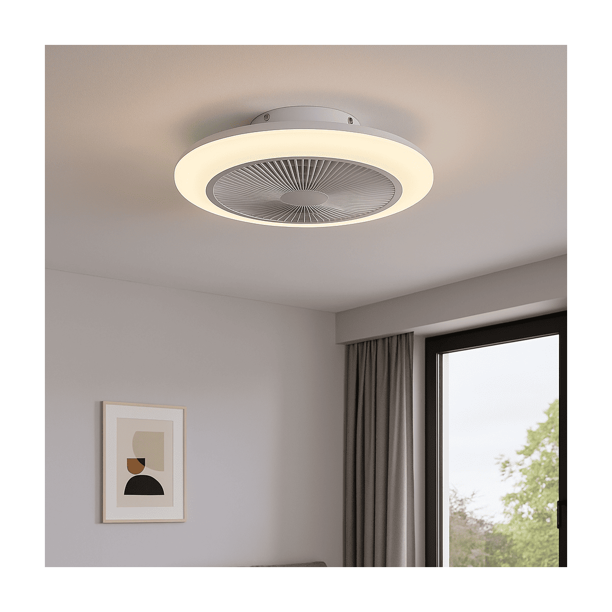 Trio Lighting Ventilateur Plafond Lumière LED 30W Ø46cm - Éclairage Dimmable, Télécommande Effet Ciel Etoilé - Trio Lighting