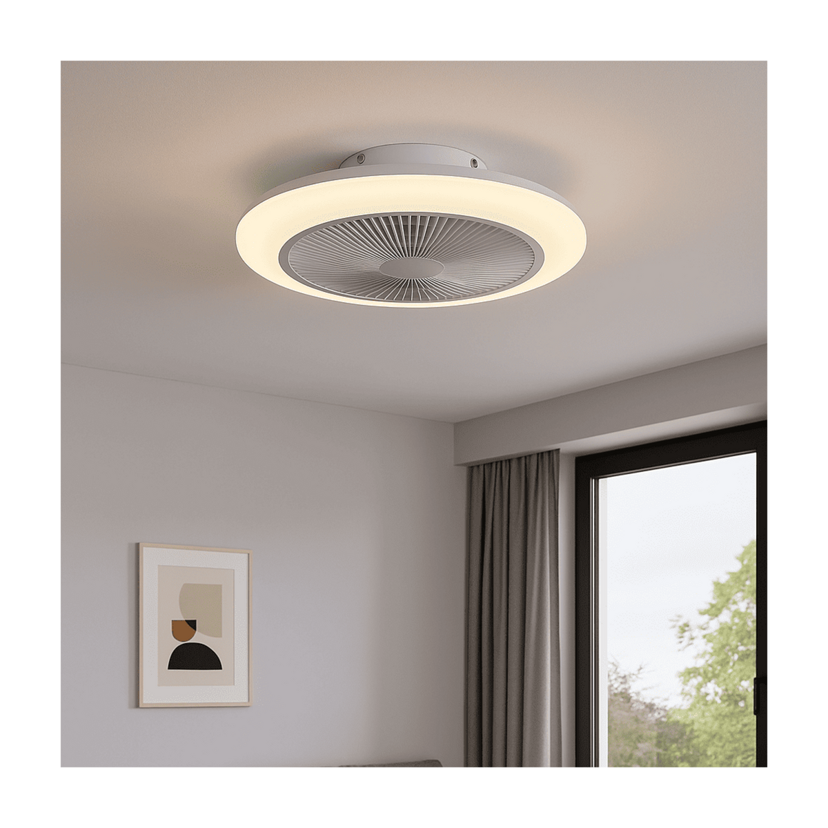 Trio Lighting Ventilateur Plafond Lumière LED 30W Ø46cm - Éclairage Dimmable, Télécommande Effet Ciel Etoilé - Trio Lighting