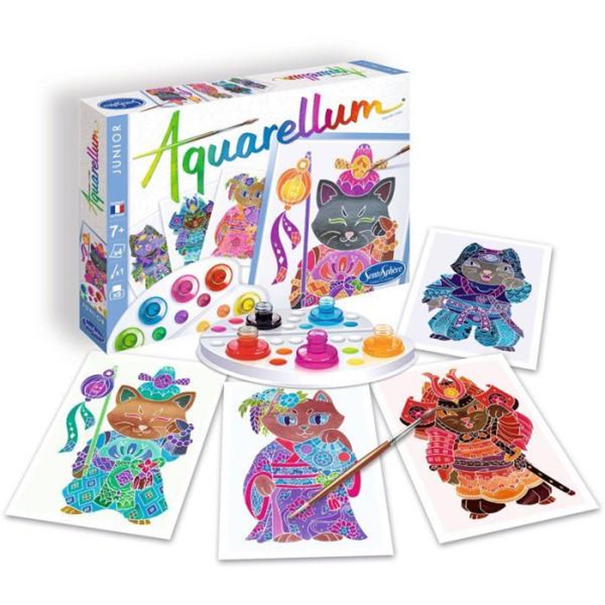 Voir la diapositive 4 : Sentosphere Peinture aquerelle - sentosphere - aquarellum junior - maneki neko - 5 couleurs - sertissage sur papier vélin - des 6 ans