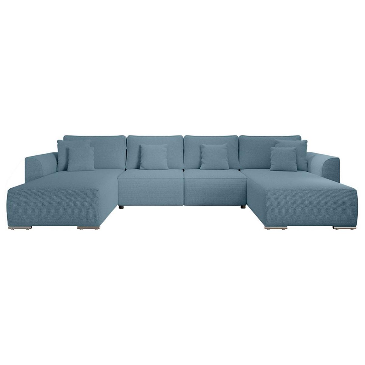 BEST MOBILIER Gabriel - canapé panoramique en u 7 places convertible avec coffre en tissu texturé