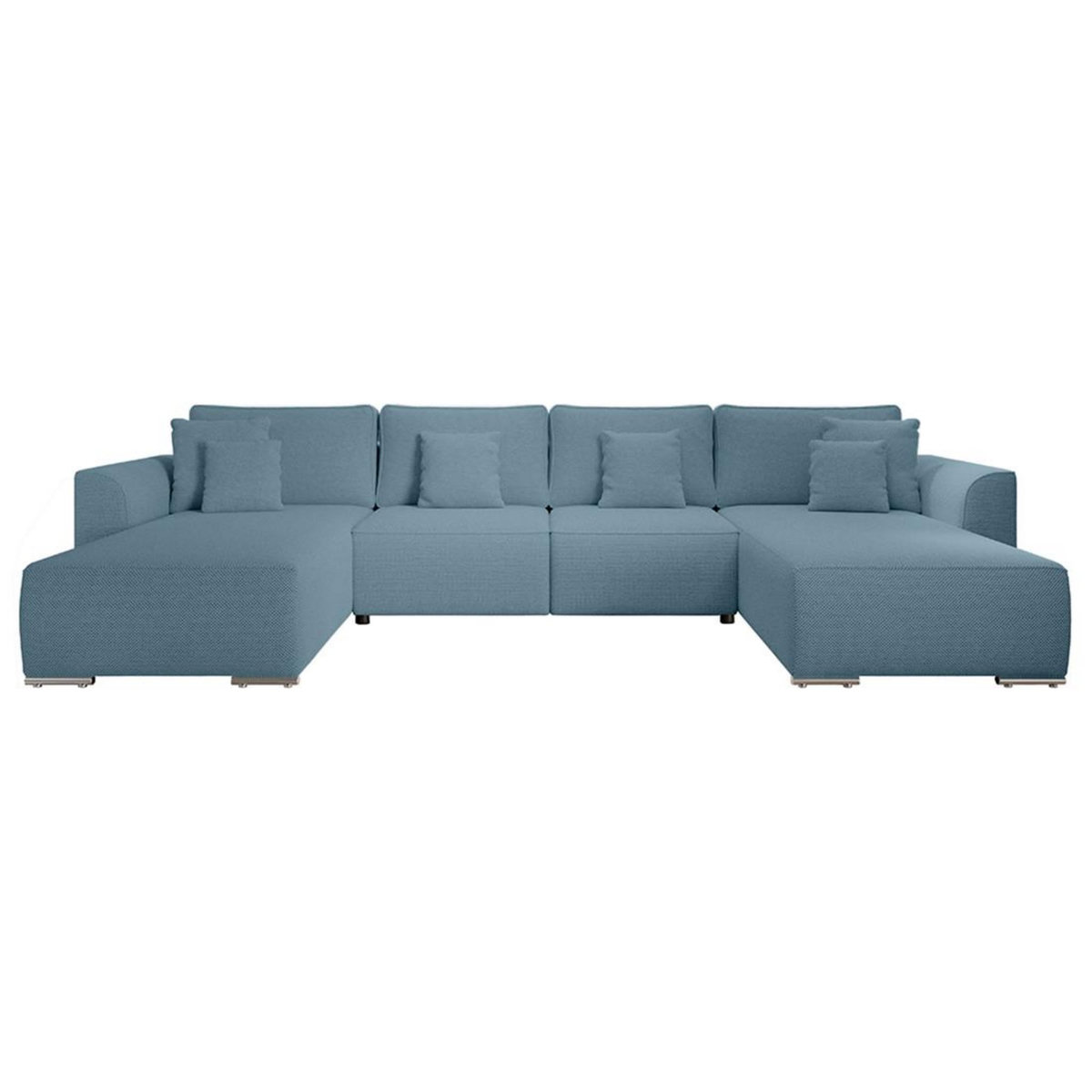 BEST MOBILIER Gabriel - canapé panoramique en u 7 places convertible avec coffre en tissu texturé