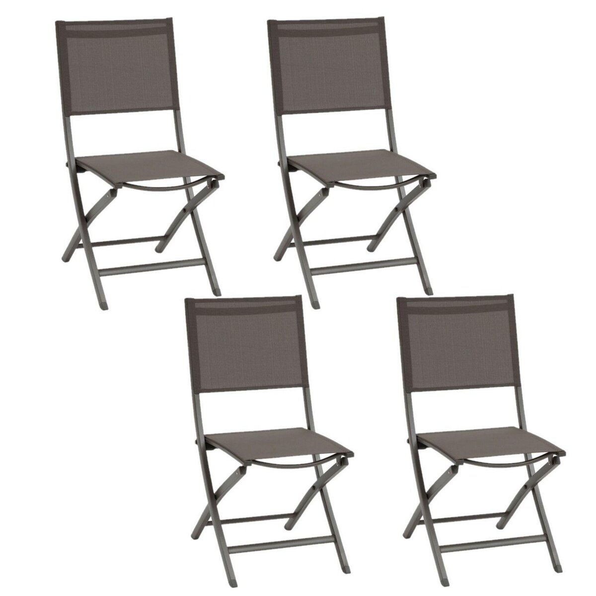 HESPERIDE Lot de 4 chaises pliantes en aluminium et texaline ESSENTIA
