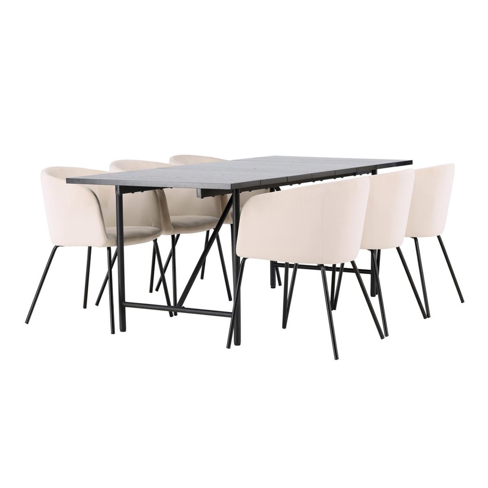 Paris Prix Ensemble table à manger & 6 chaises  astrid & berit  200cm noir & beige