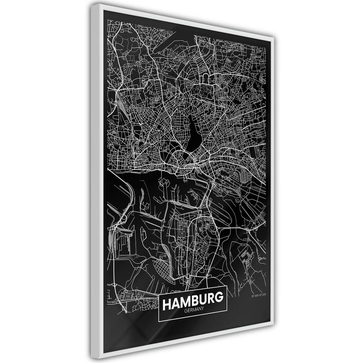 Paris Prix Affiche Murale Encadrée  City Map Hamburg Dark