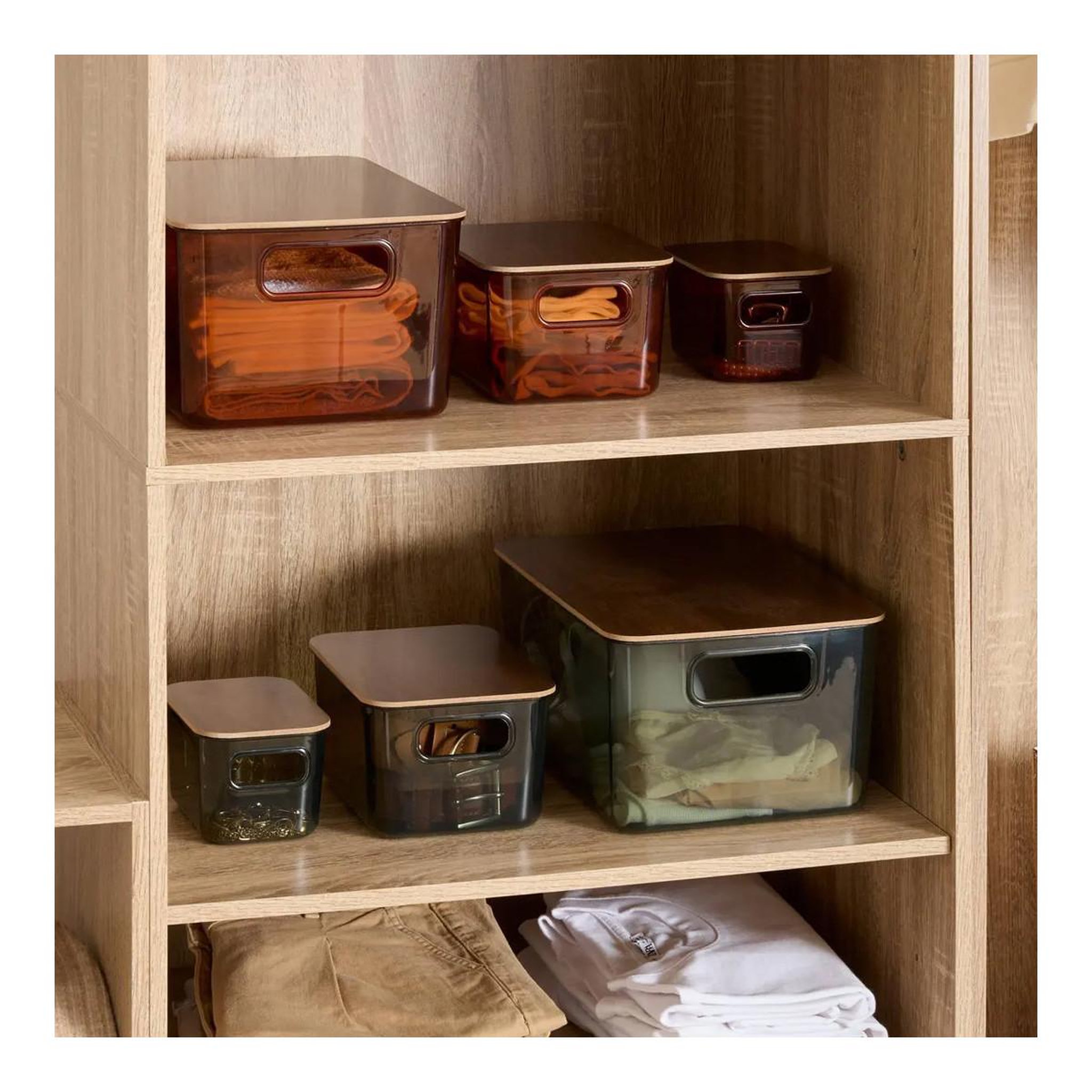 Voir la diapositive 6 : FIVE Boîte de Rangement Avec Couvercle  Lycia  20cm Acajou