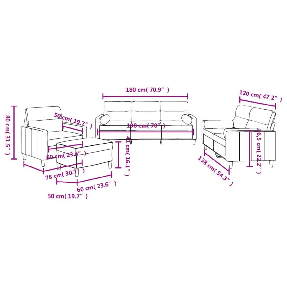 VIDAXL Ensemble de canapes 4 pcs avec coussins noir tissu
