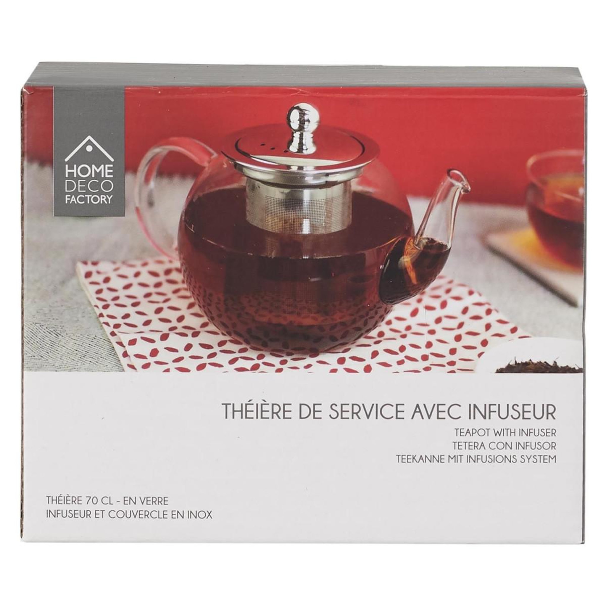 Voir la diapositive 4 : The Home Deco Factory Théière en verre  infuseur  700ml transparent