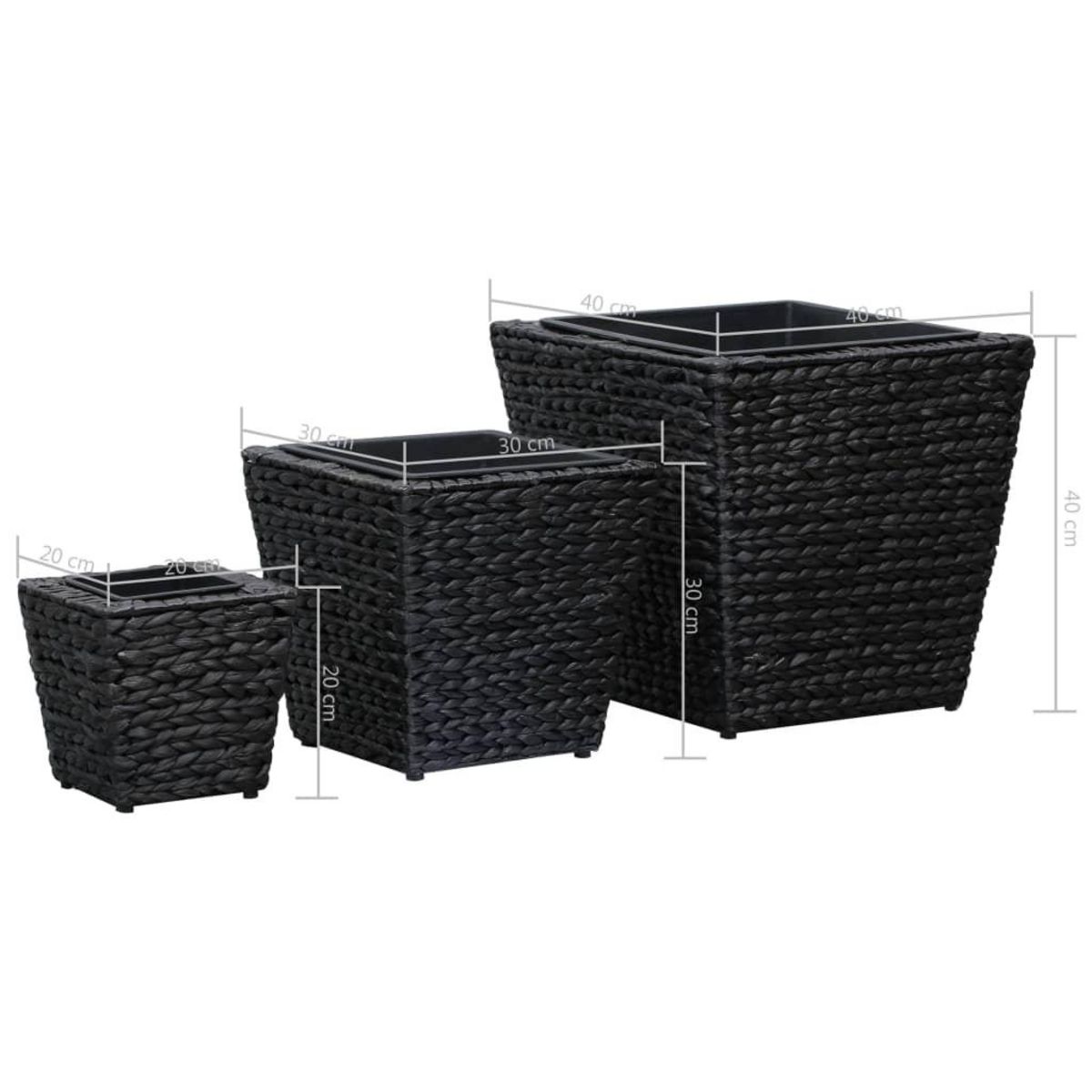 VIDAXL Lits sureleves 3 pcs Jacinthe d'eau Noir