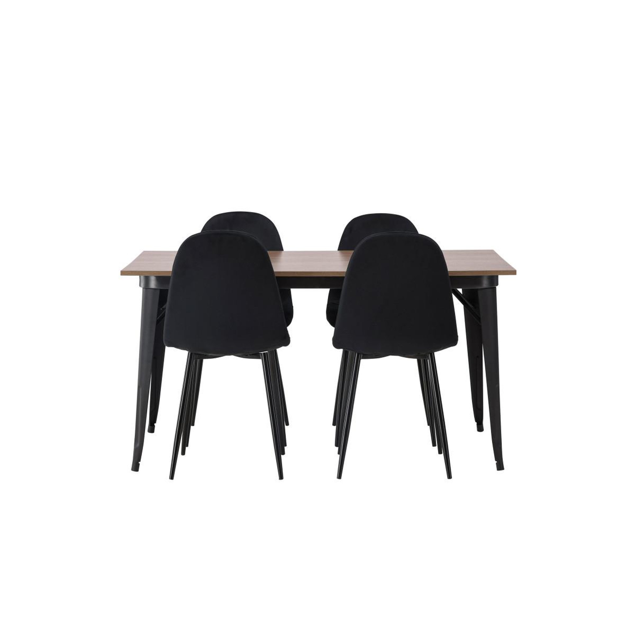 Voir la diapositive 2 : Paris Prix Ensemble table à manger & 4 chaises en velours  tempe & polar  140cm naturel & noir