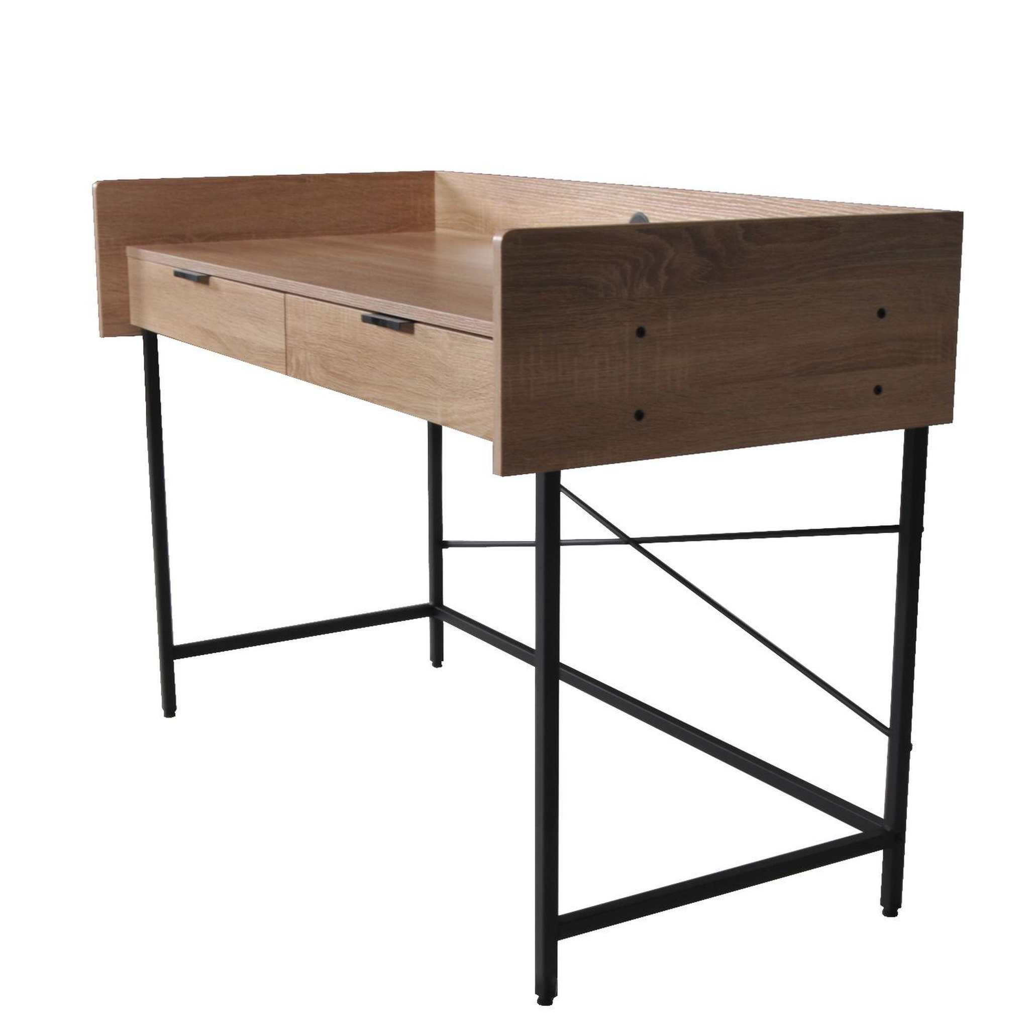 Voir la diapositive 2 : Bureau droit 2 tiroirs L123cm PLYMOUTH