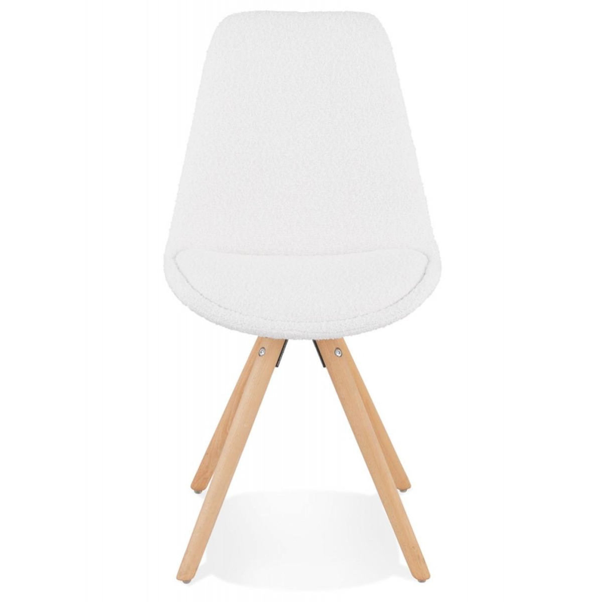 Paris Prix Chaise Design en Tissu Bouclé  Alisa  82cm Blanc & Naturel