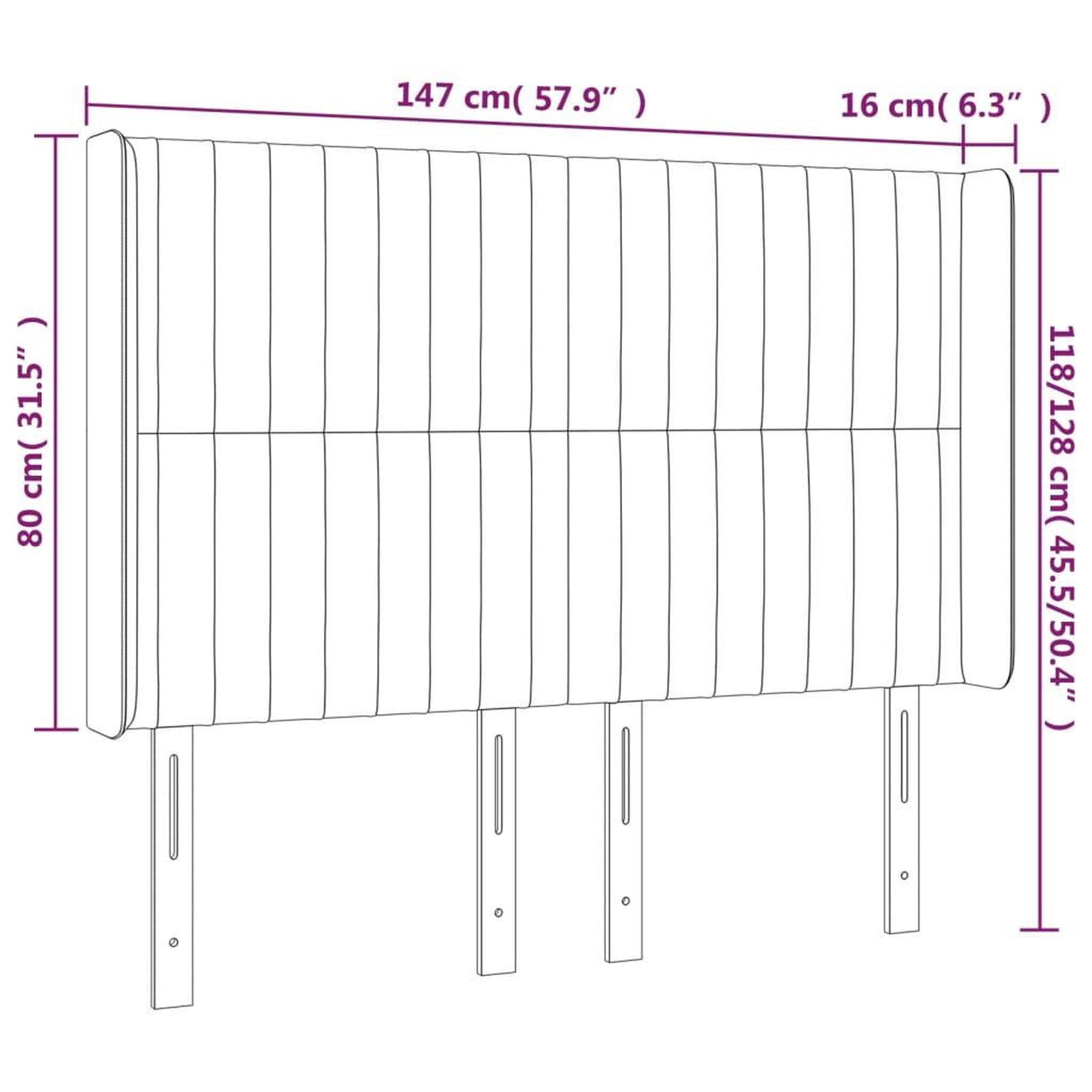 Voir la diapositive 6 : VIDAXL Tete de lit a LED Noir 147x16x118/128 cm Tissu