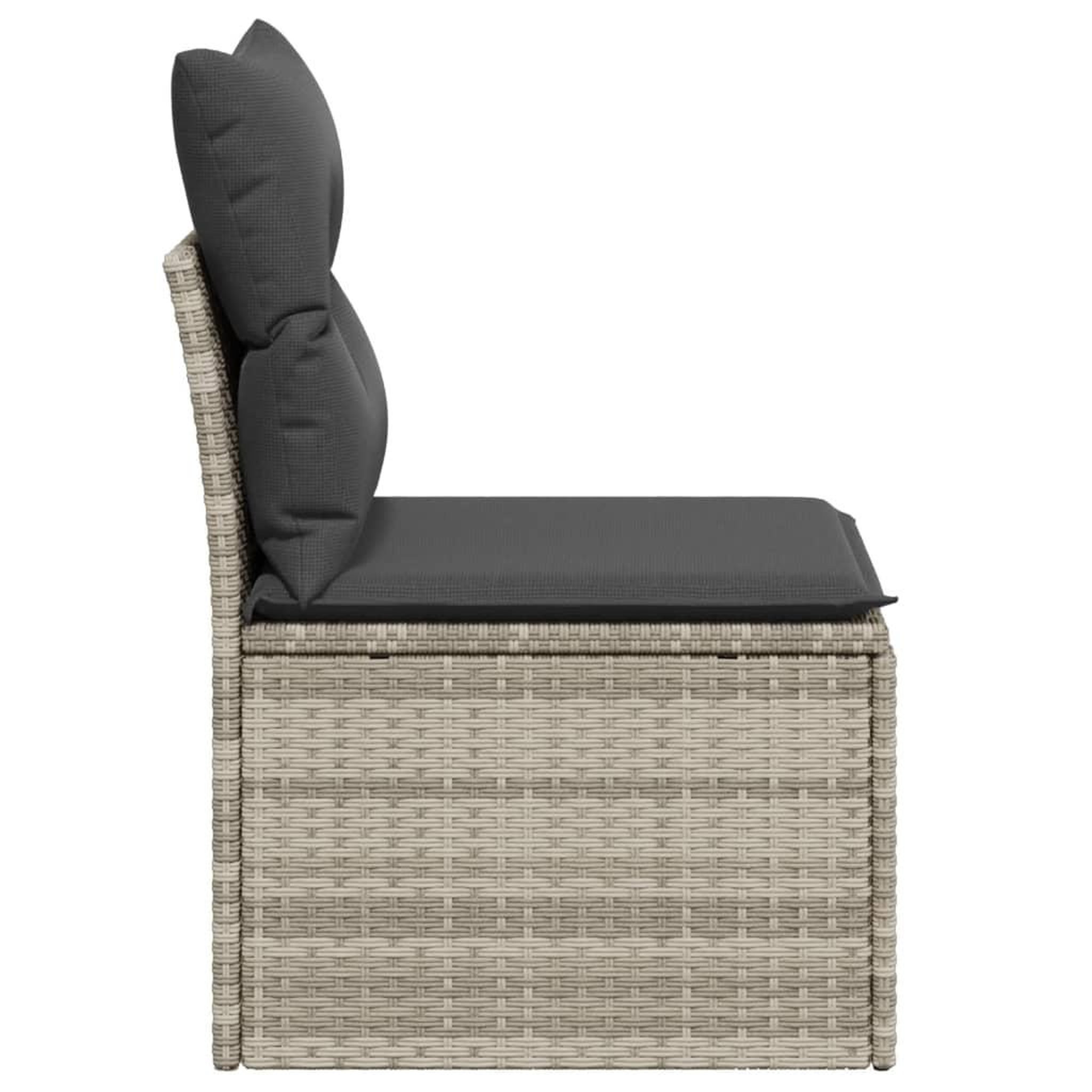 Voir la diapositive 5 : VIDAXL Canape de jardin sans accoudoirs coussins gris clair poly rotin