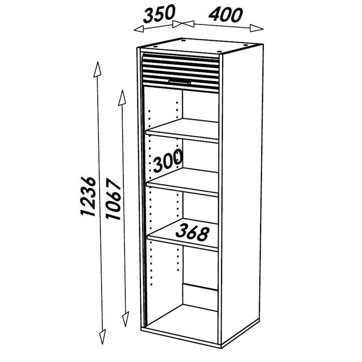 Rangement à rideau cuisine H 123.6 cm - COOK